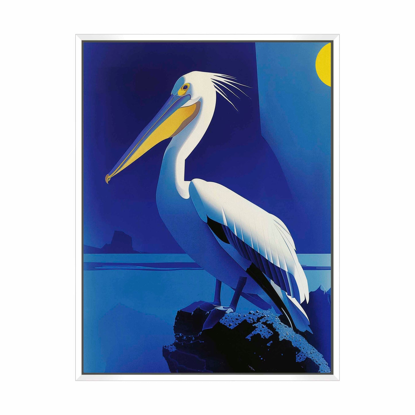 Moonlit Majesty - Pelican by the Sea - Gallery Wrapped Canvas