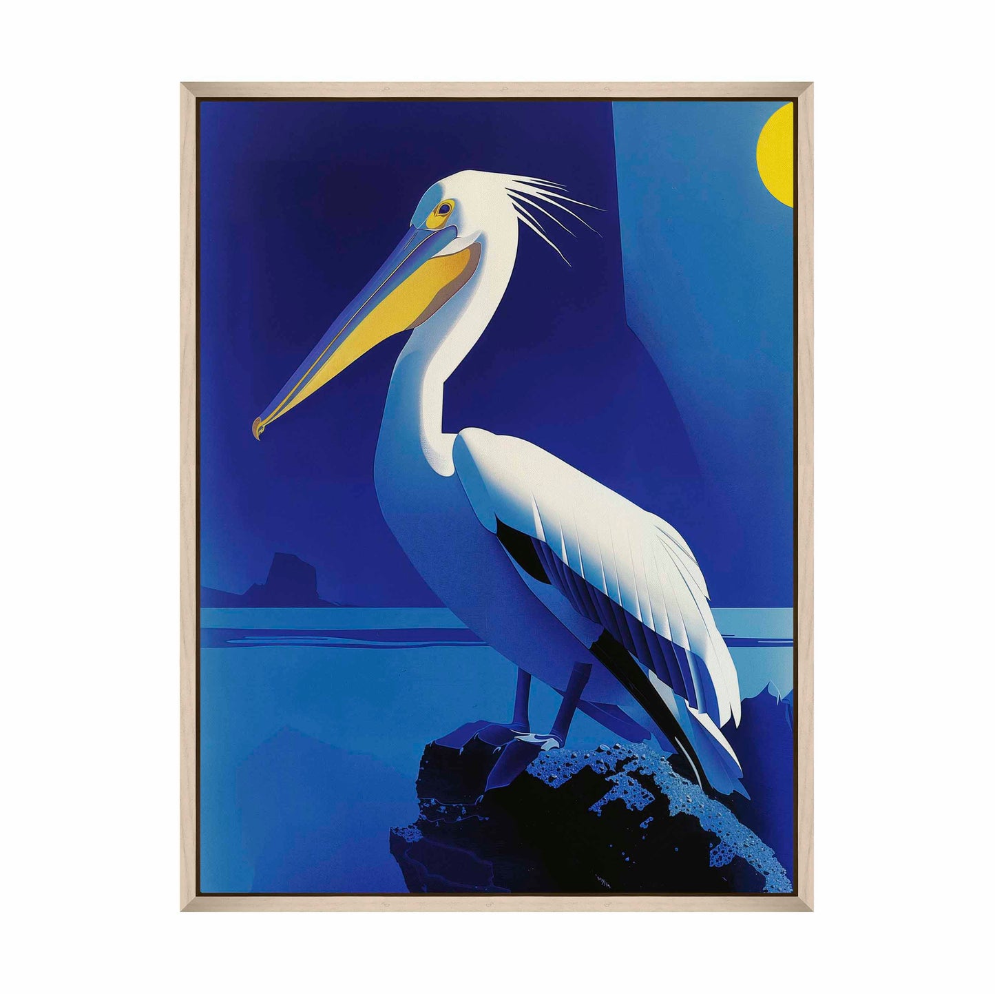 Moonlit Majesty - Pelican by the Sea - Gallery Wrapped Canvas