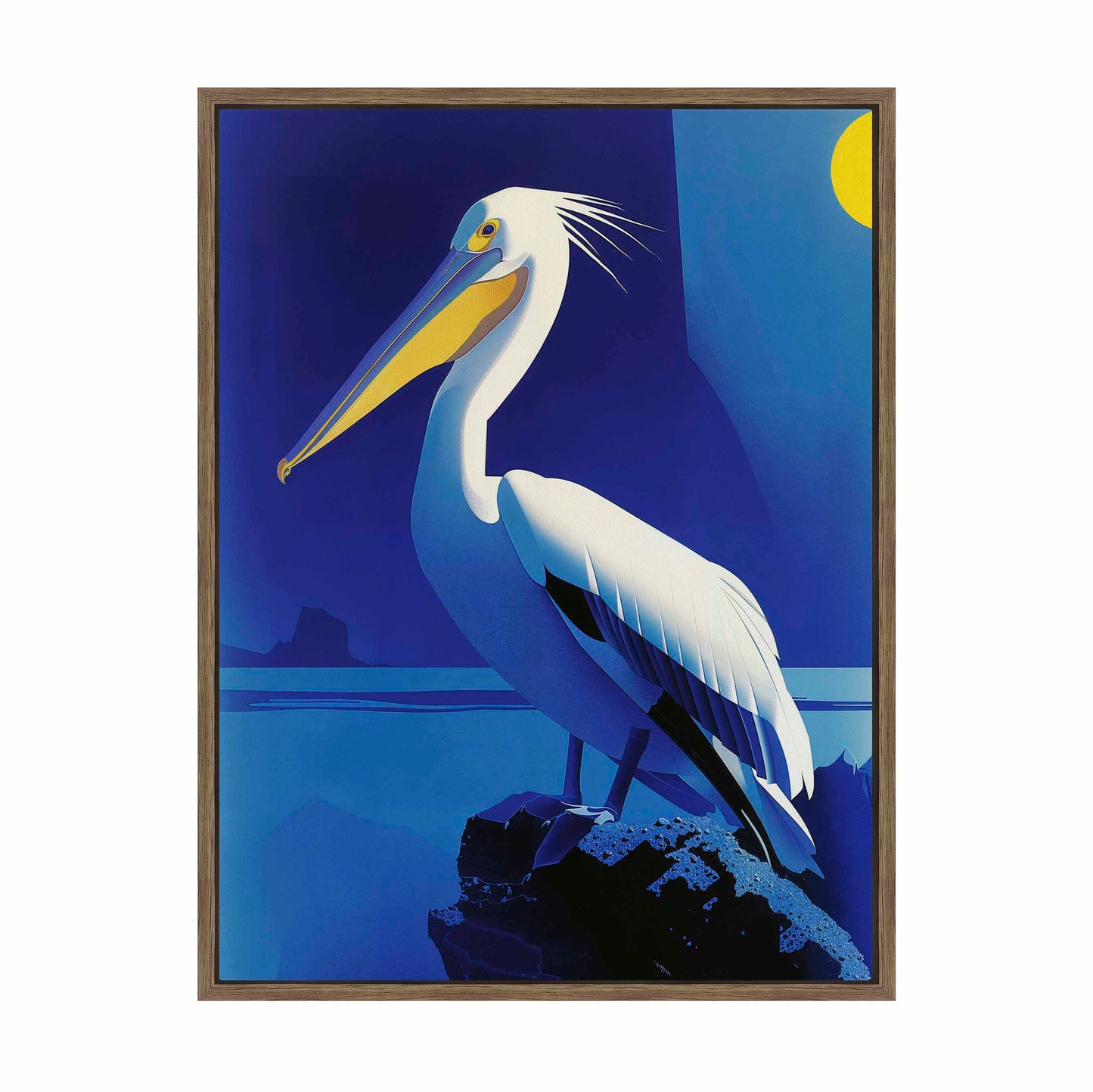 Moonlit Majesty - Pelican by the Sea - Gallery Wrapped Canvas
