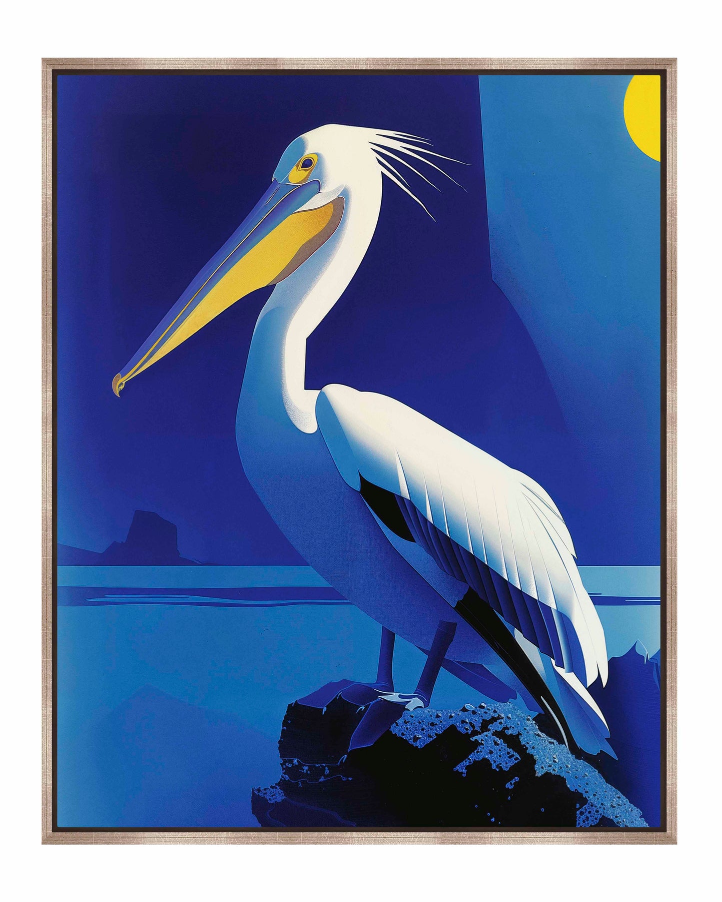 Moonlit Majesty - Pelican by the Sea - Gallery Wrapped Canvas