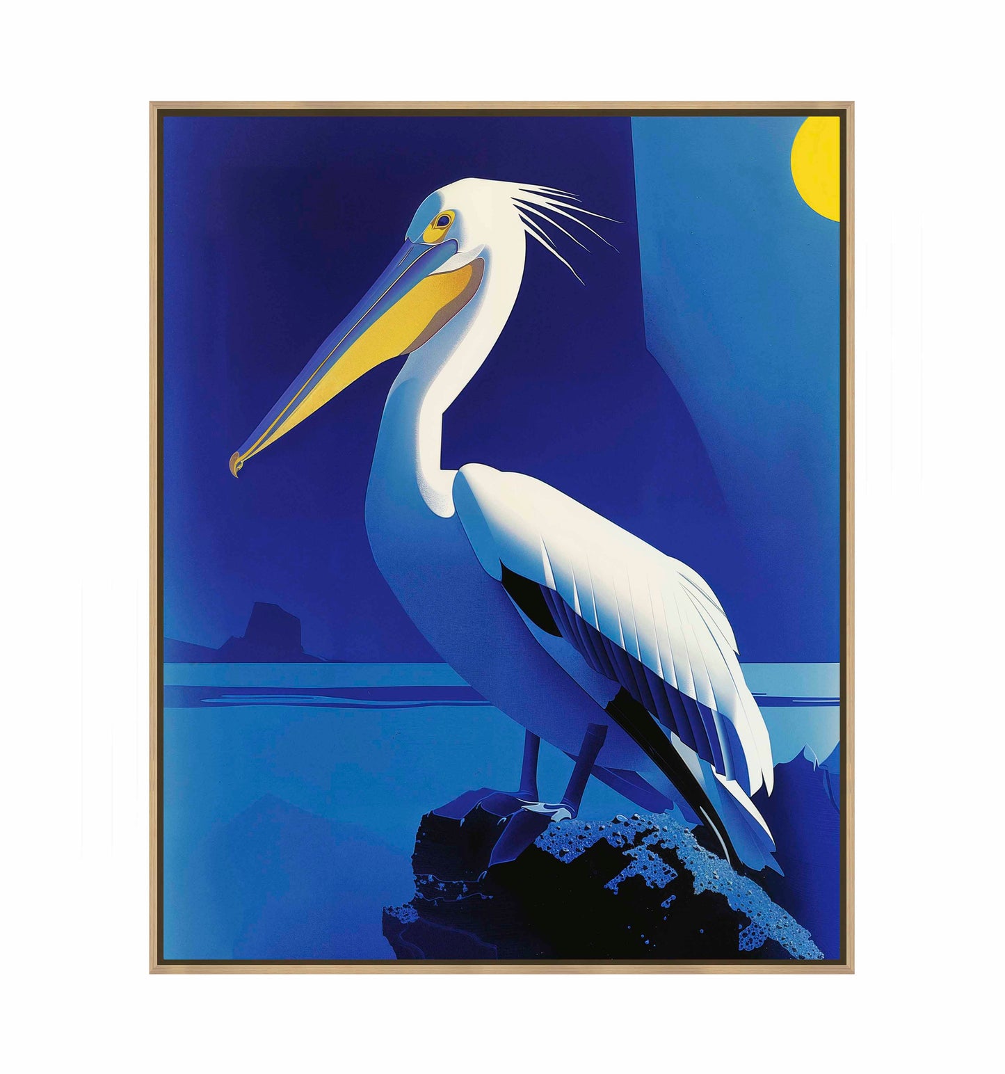 Moonlit Majesty - Pelican by the Sea - Gallery Wrapped Canvas