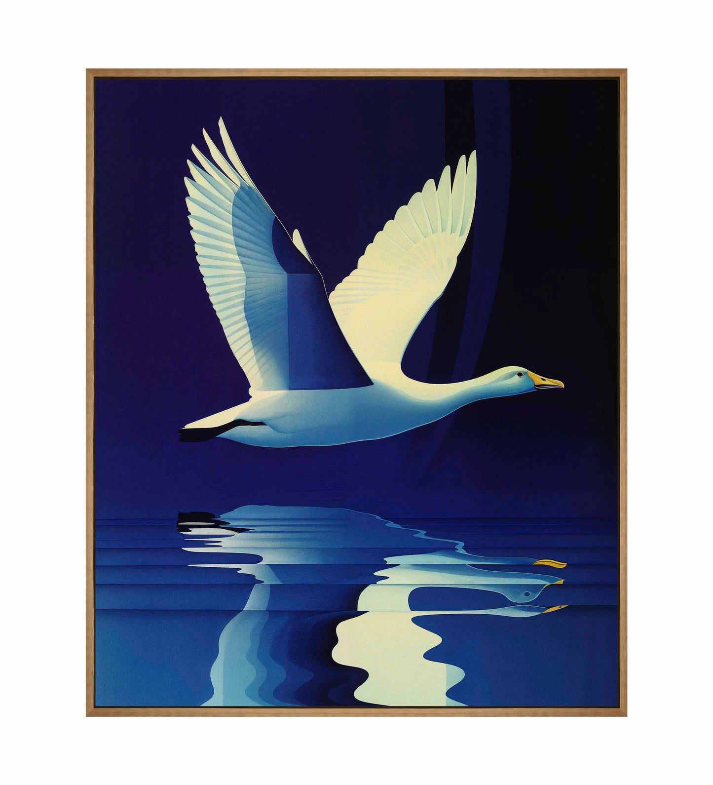 Reflections in Flight - Swan Over Tranquil Waters - Gallery Wrapped Canvas