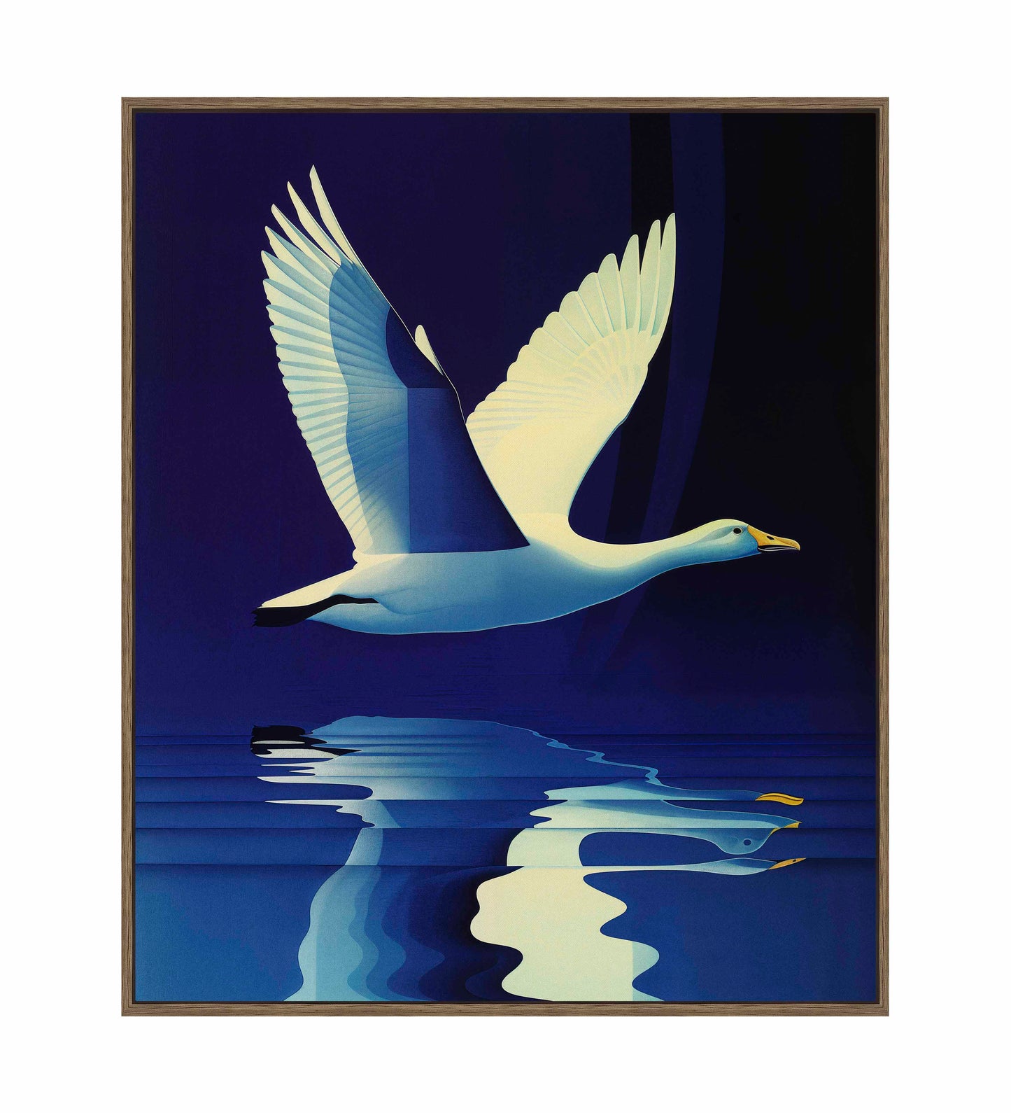 Reflections in Flight - Swan Over Tranquil Waters - Gallery Wrapped Canvas
