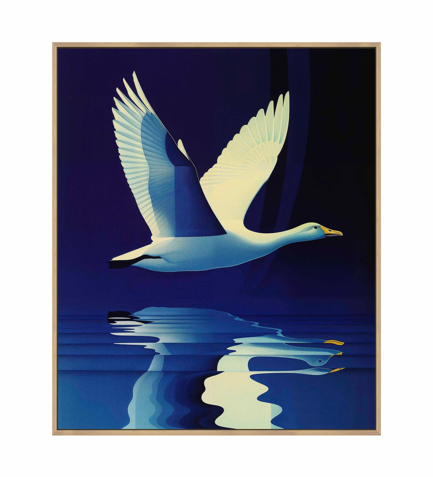 Reflections in Flight - Swan Over Tranquil Waters - Gallery Wrapped Canvas