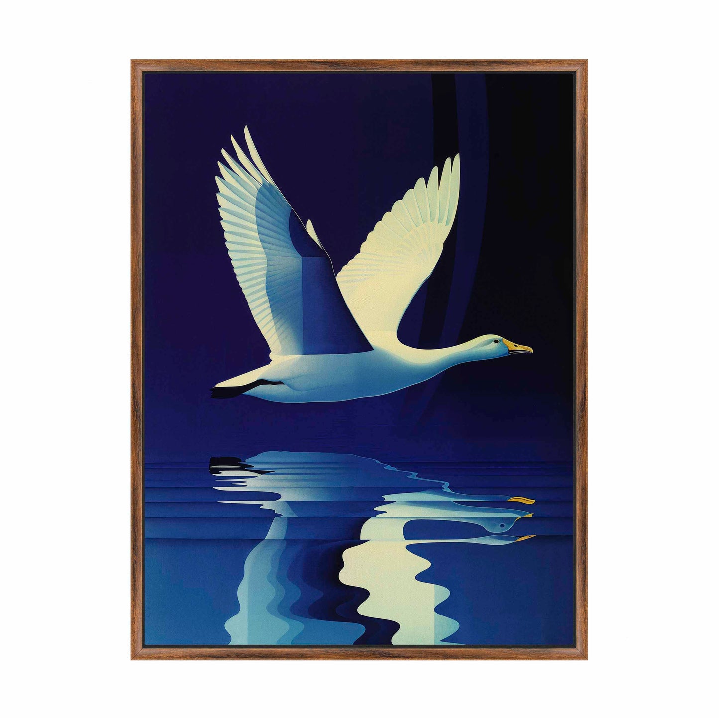 Reflections in Flight - Swan Over Tranquil Waters - Gallery Wrapped Canvas
