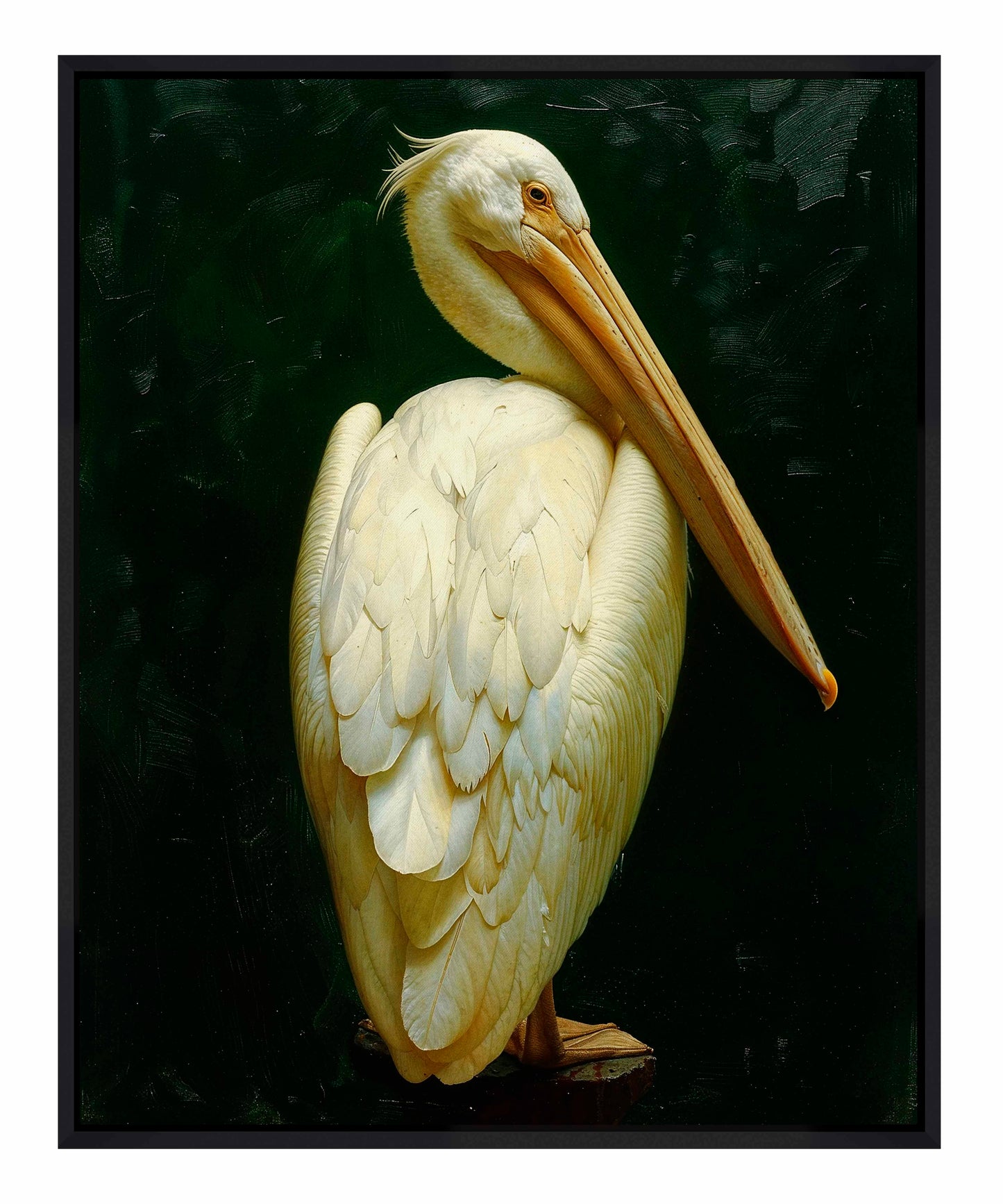 Regal Poise - Pelican in Ivory Elegance - Gallery Wrapped Canvas