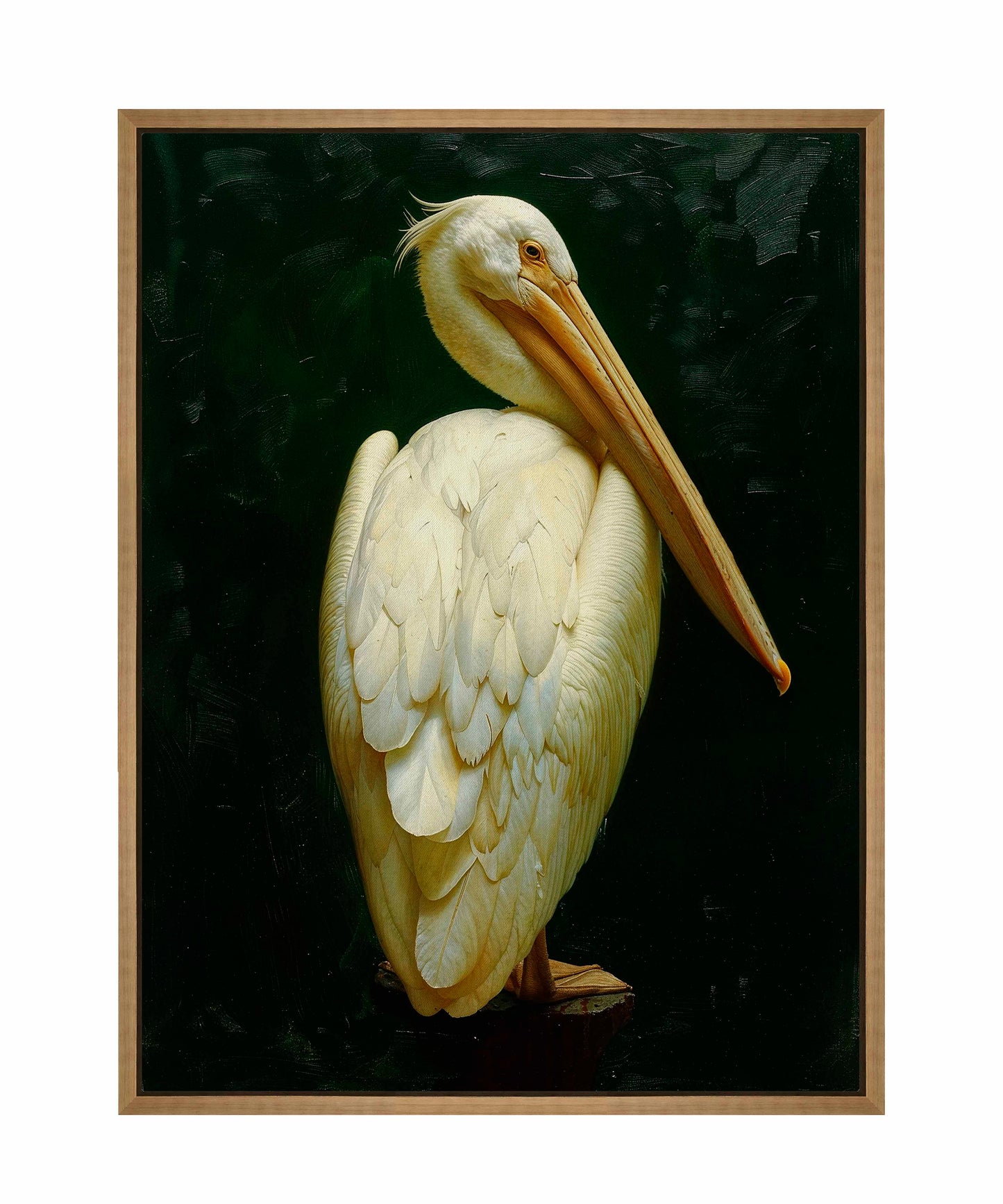 Regal Poise - Pelican in Ivory Elegance - Gallery Wrapped Canvas