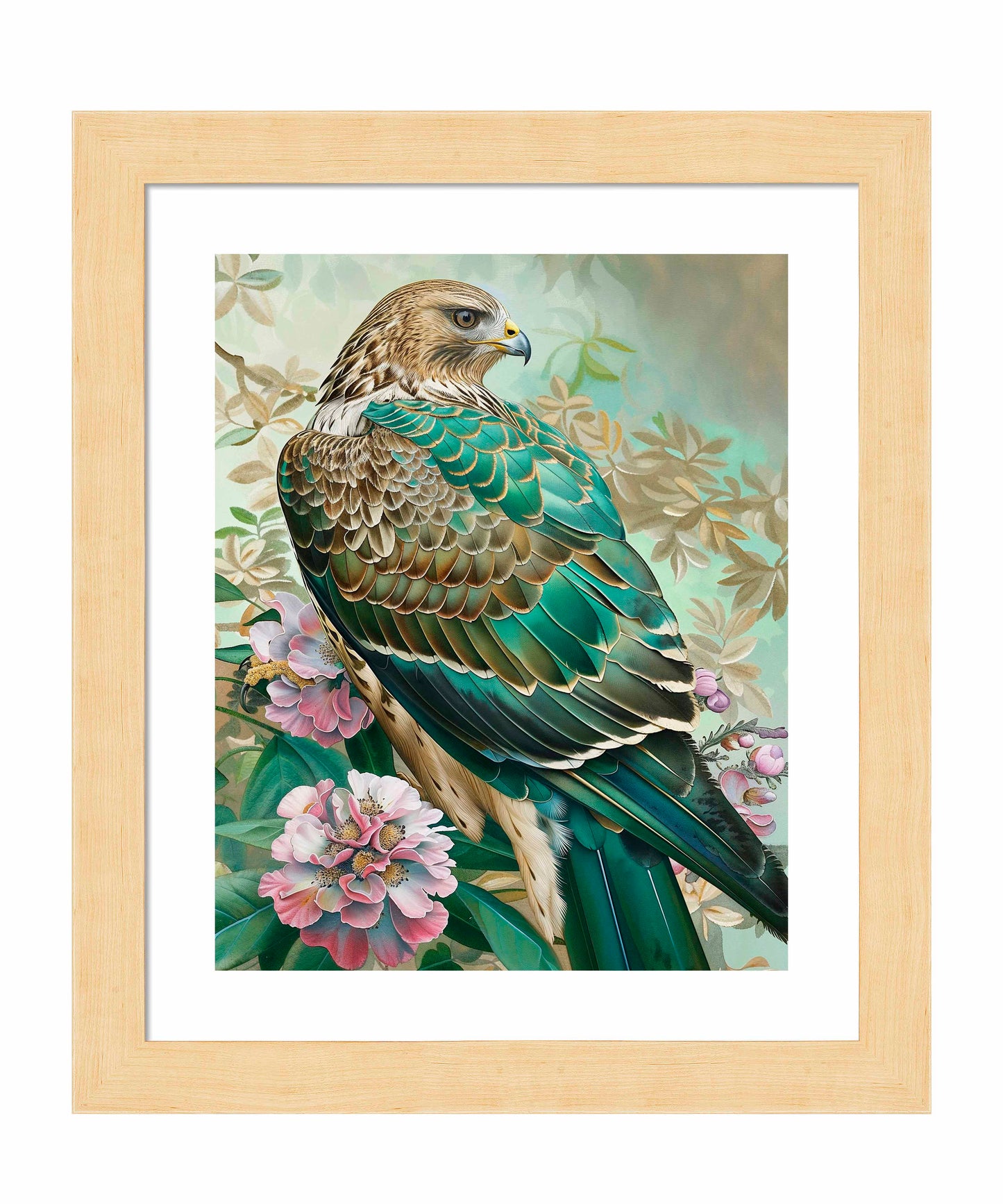 Emerald Majesty - Hawk Amidst Blossoms - Art Prints