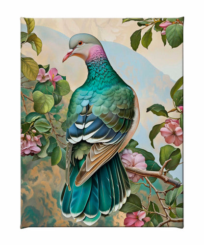 Verdant Splendor - Dove Amidst Blossoms - Gallery Wrapped Canvas