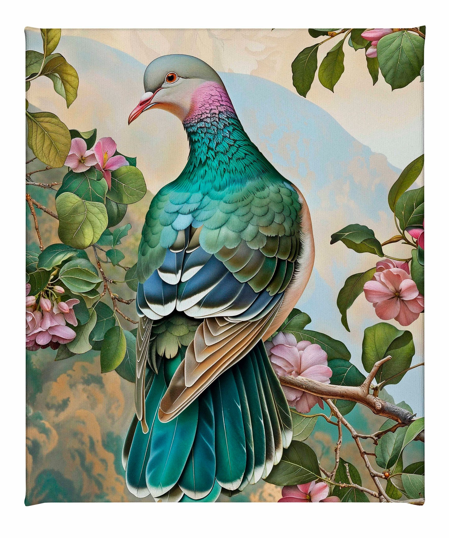 Verdant Splendor - Dove Amidst Blossoms - Gallery Wrapped Canvas