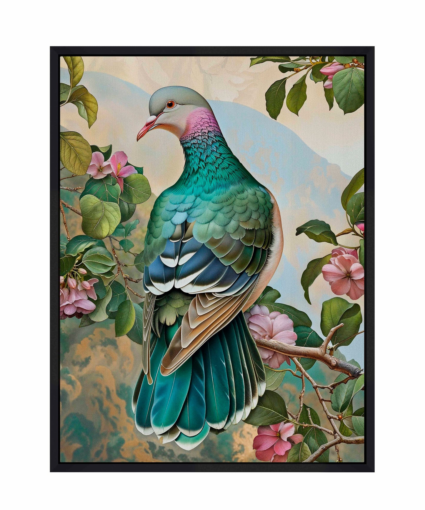 Verdant Splendor - Dove Amidst Blossoms - Gallery Wrapped Canvas