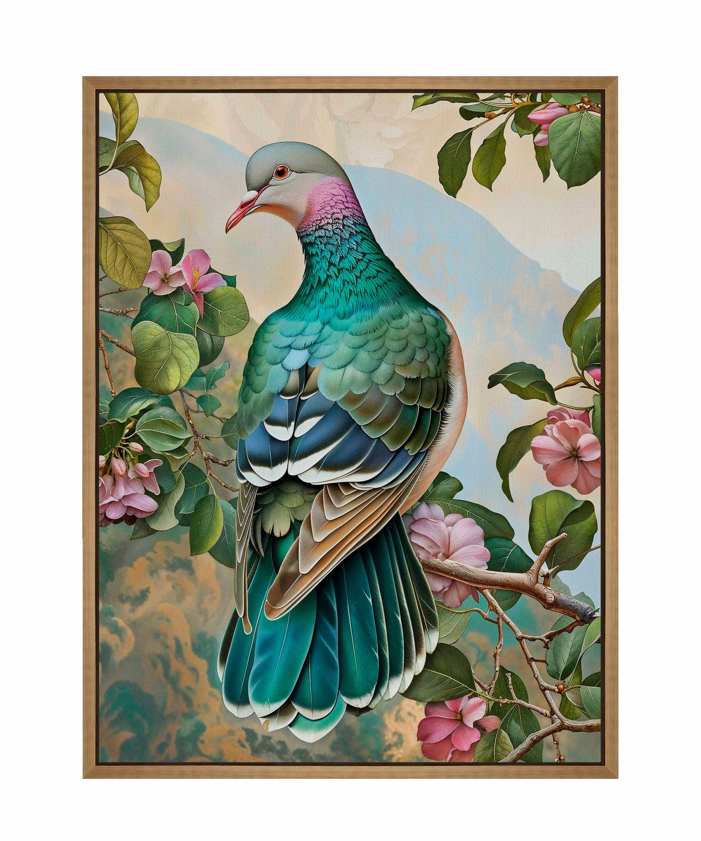 Verdant Splendor - Dove Amidst Blossoms - Gallery Wrapped Canvas