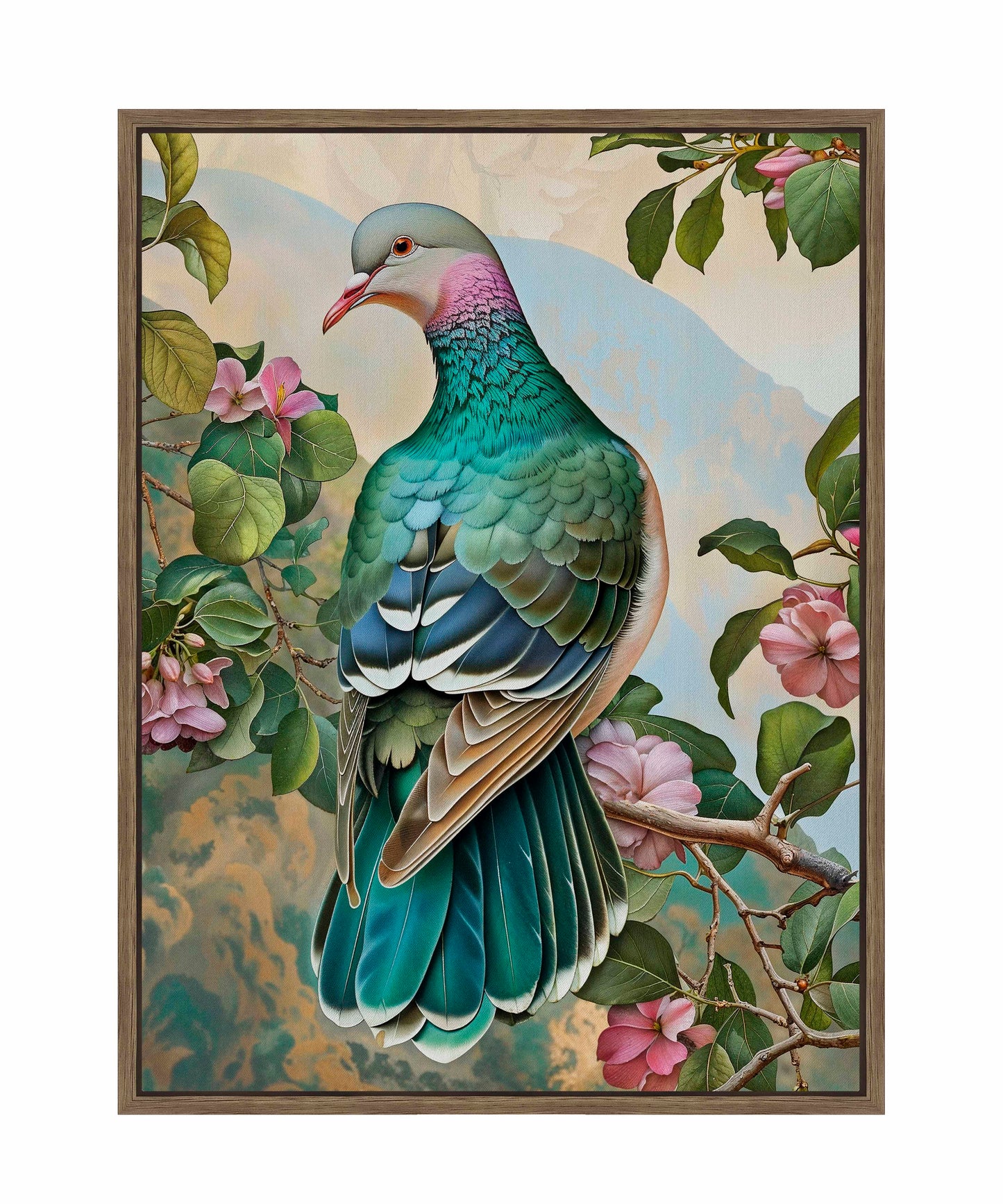 Verdant Splendor - Dove Amidst Blossoms - Gallery Wrapped Canvas