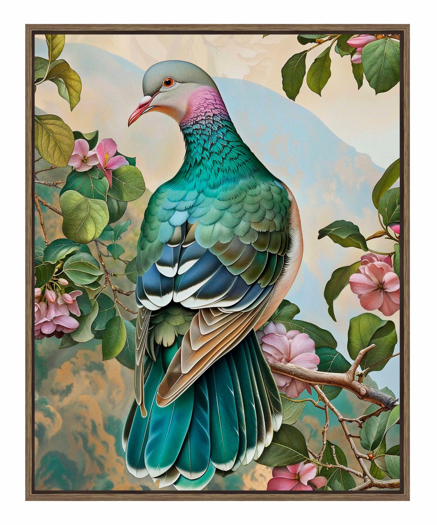 Verdant Splendor - Dove Amidst Blossoms - Gallery Wrapped Canvas