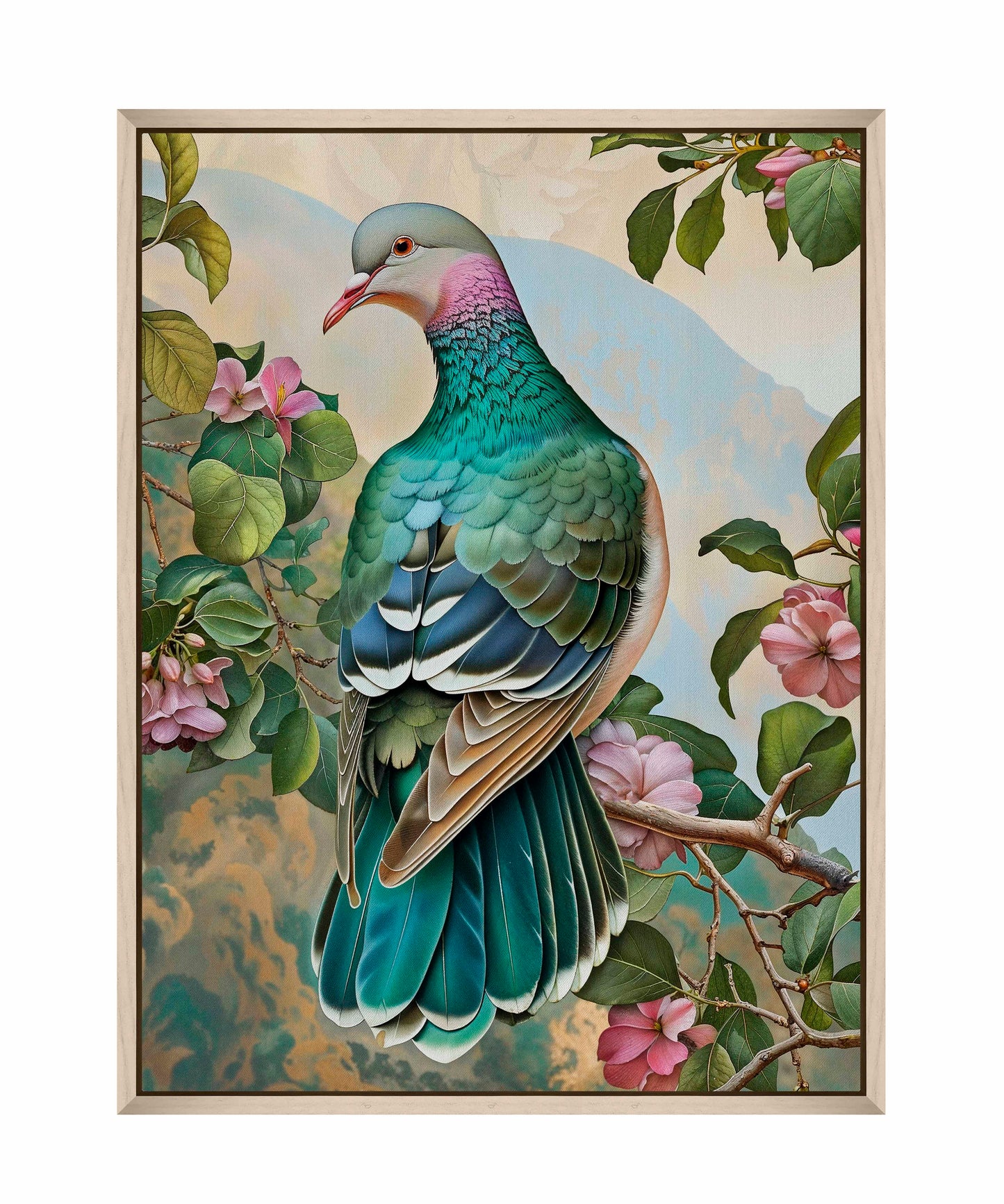 Verdant Splendor - Dove Amidst Blossoms - Gallery Wrapped Canvas