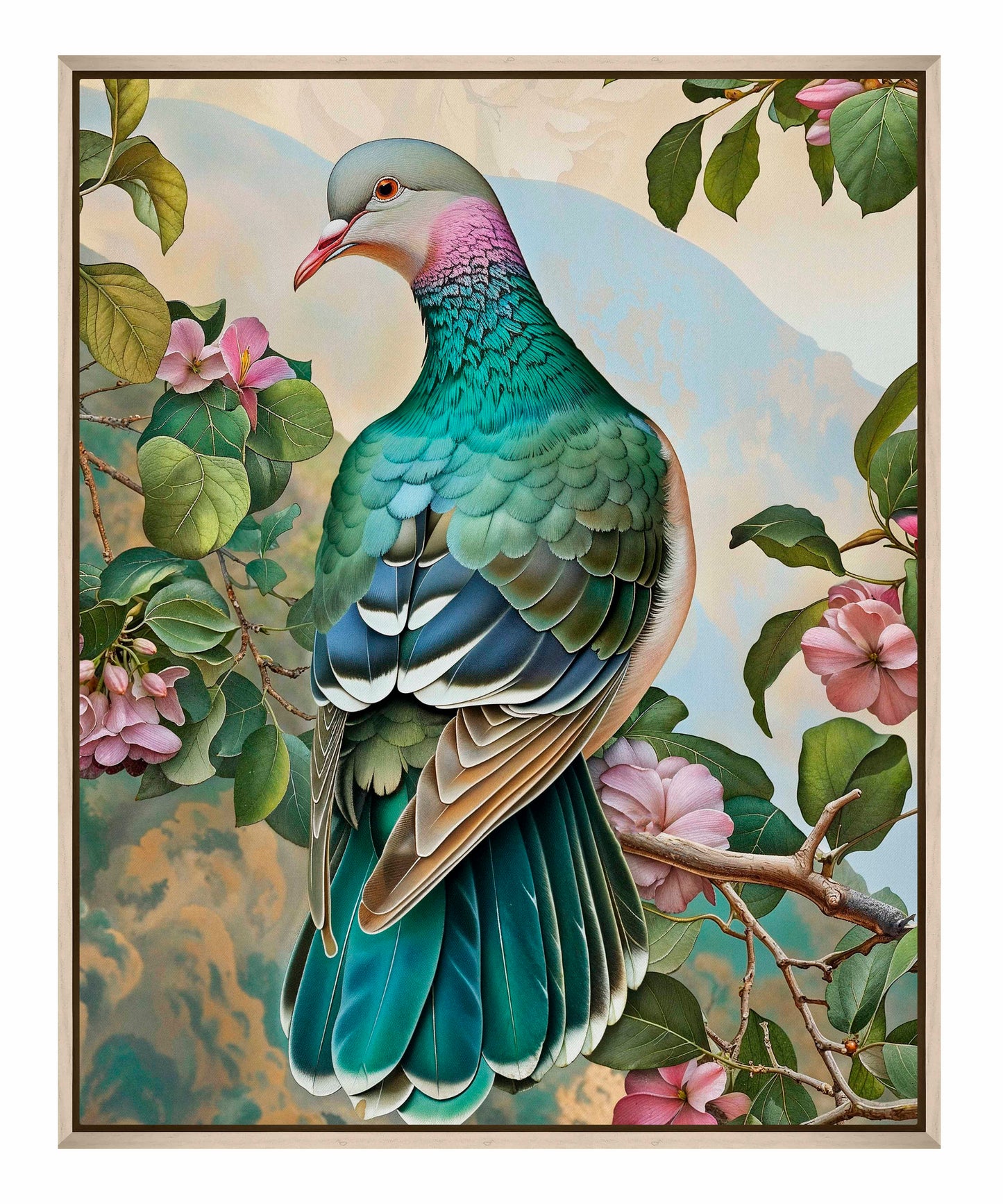 Verdant Splendor - Dove Amidst Blossoms - Gallery Wrapped Canvas