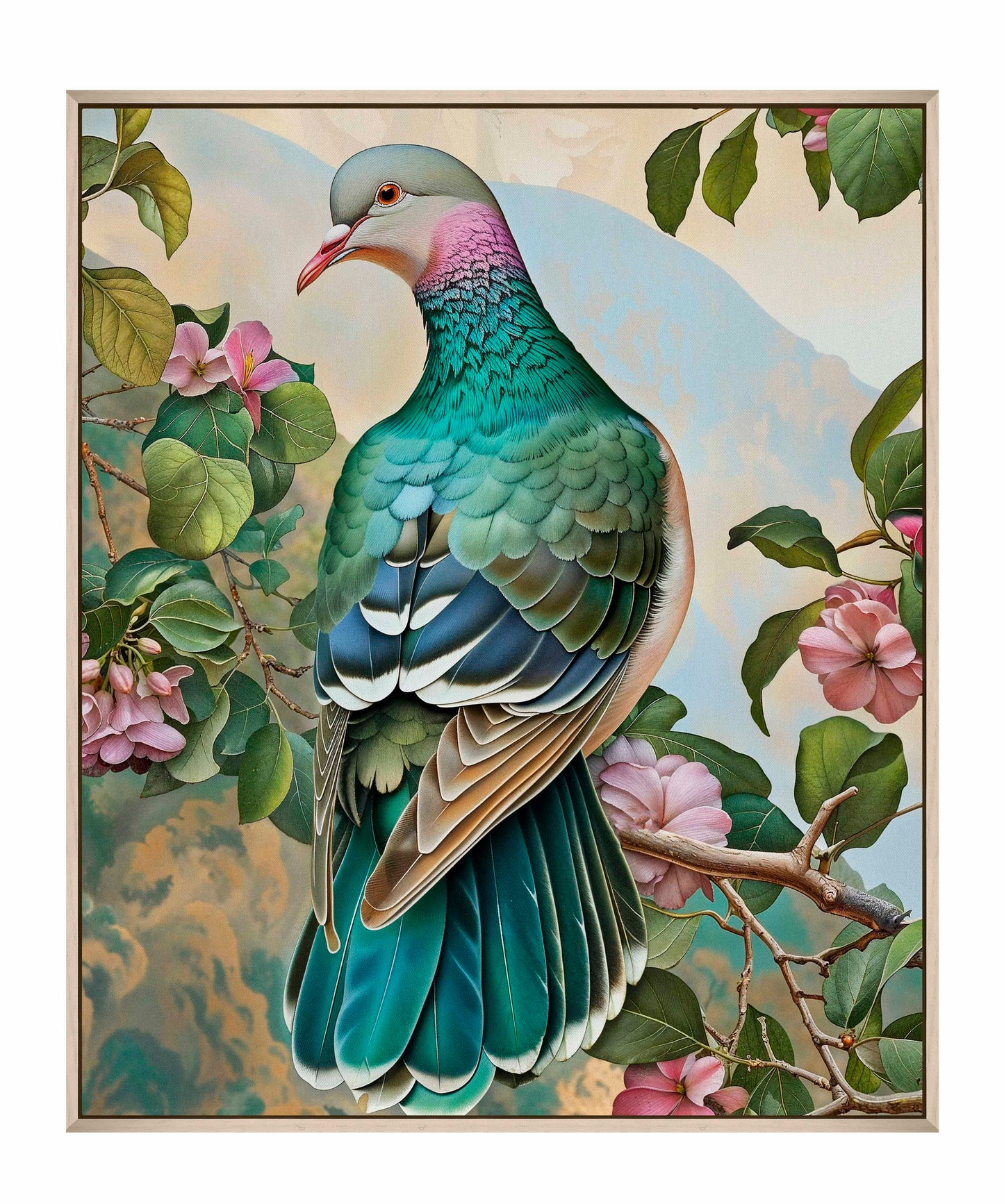Verdant Splendor - Dove Amidst Blossoms - Gallery Wrapped Canvas