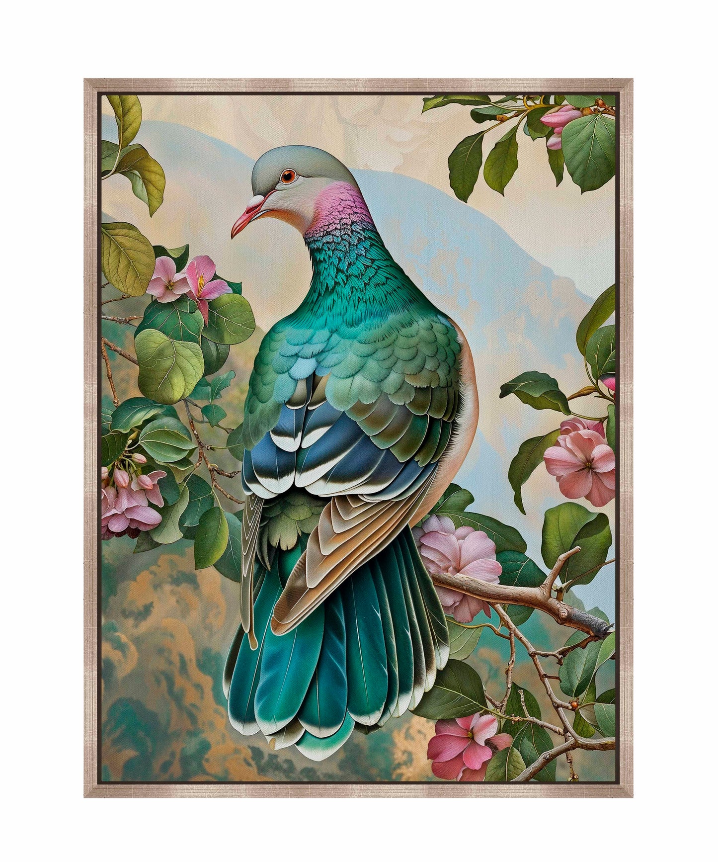 Verdant Splendor - Dove Amidst Blossoms - Gallery Wrapped Canvas