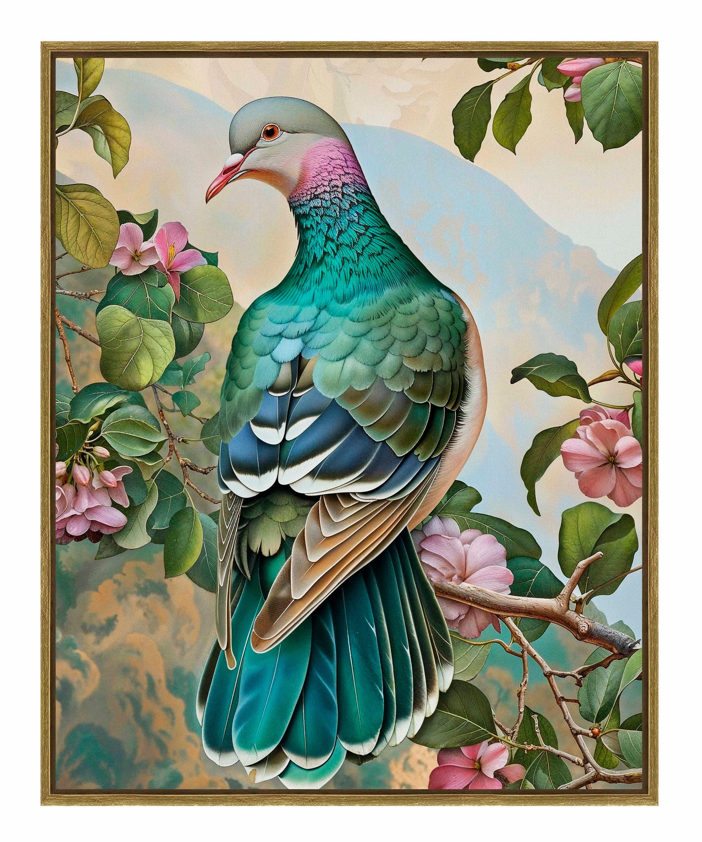 Verdant Splendor - Dove Amidst Blossoms - Gallery Wrapped Canvas