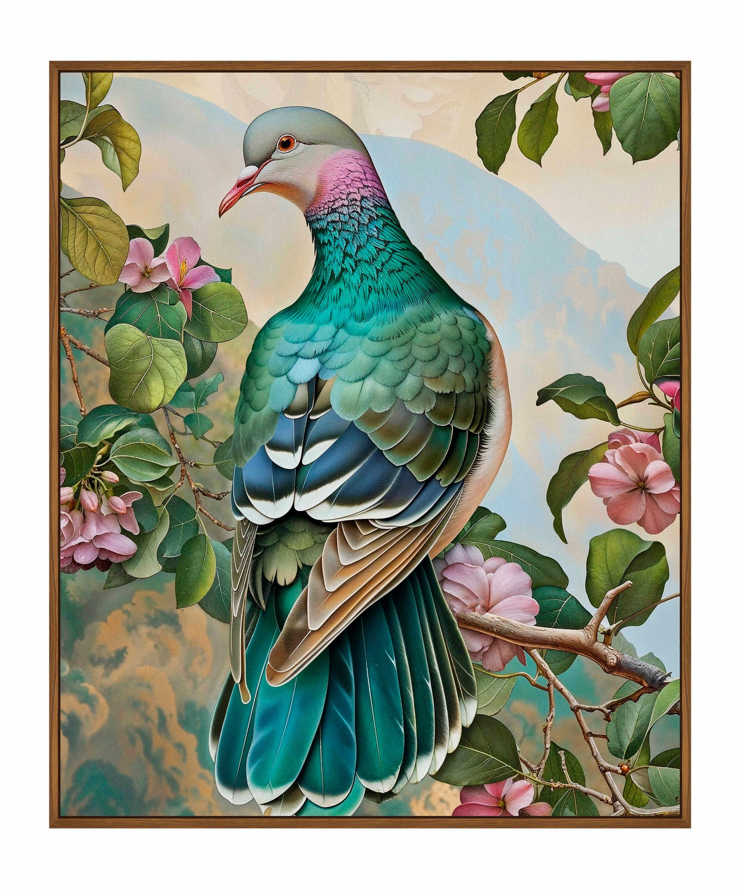 Verdant Splendor - Dove Amidst Blossoms - Gallery Wrapped Canvas