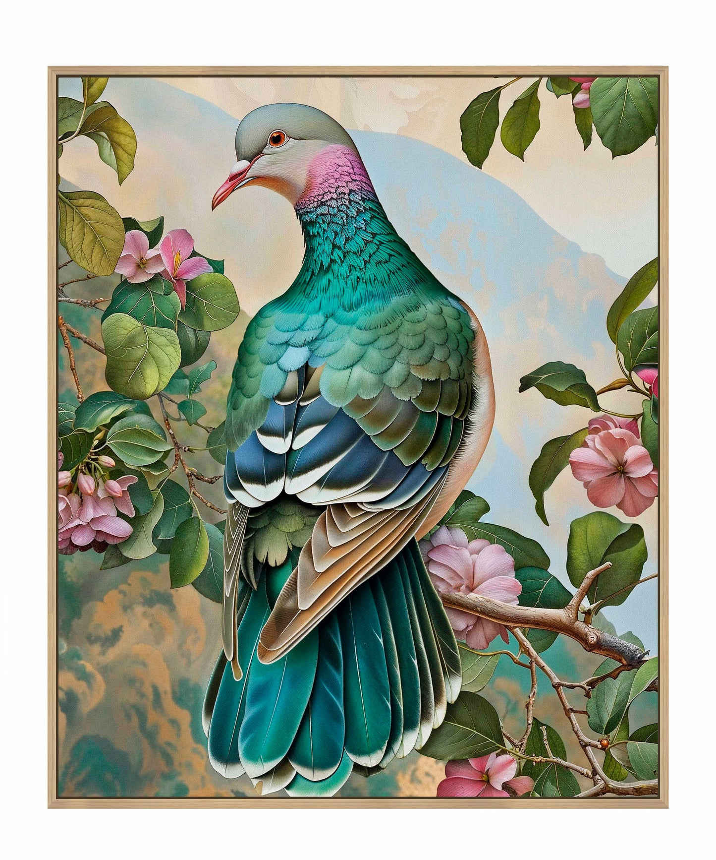 Verdant Splendor - Dove Amidst Blossoms - Gallery Wrapped Canvas