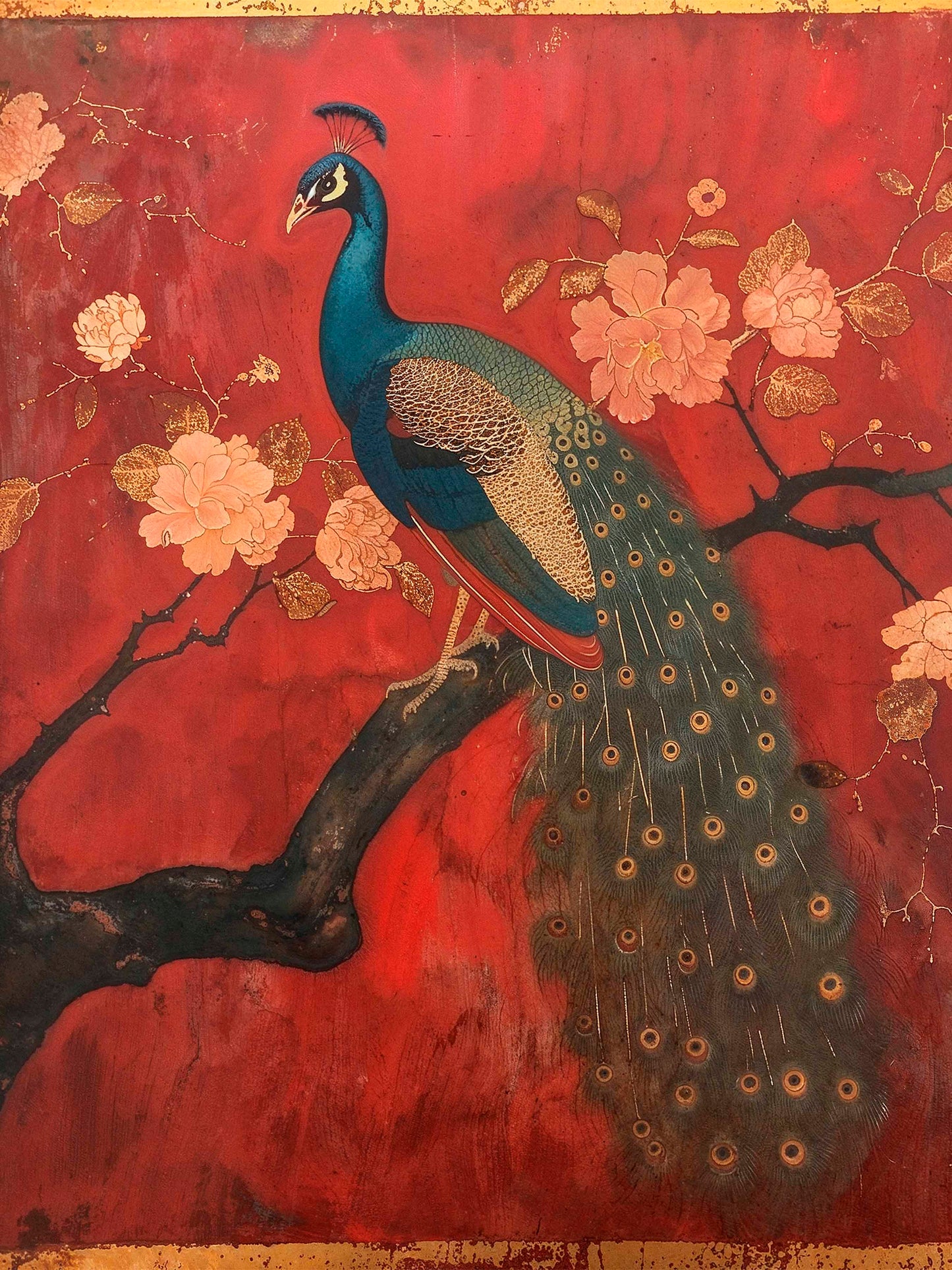 Opulent Grace - Peacock Amidst Blossoms - Limited Edition Canvas