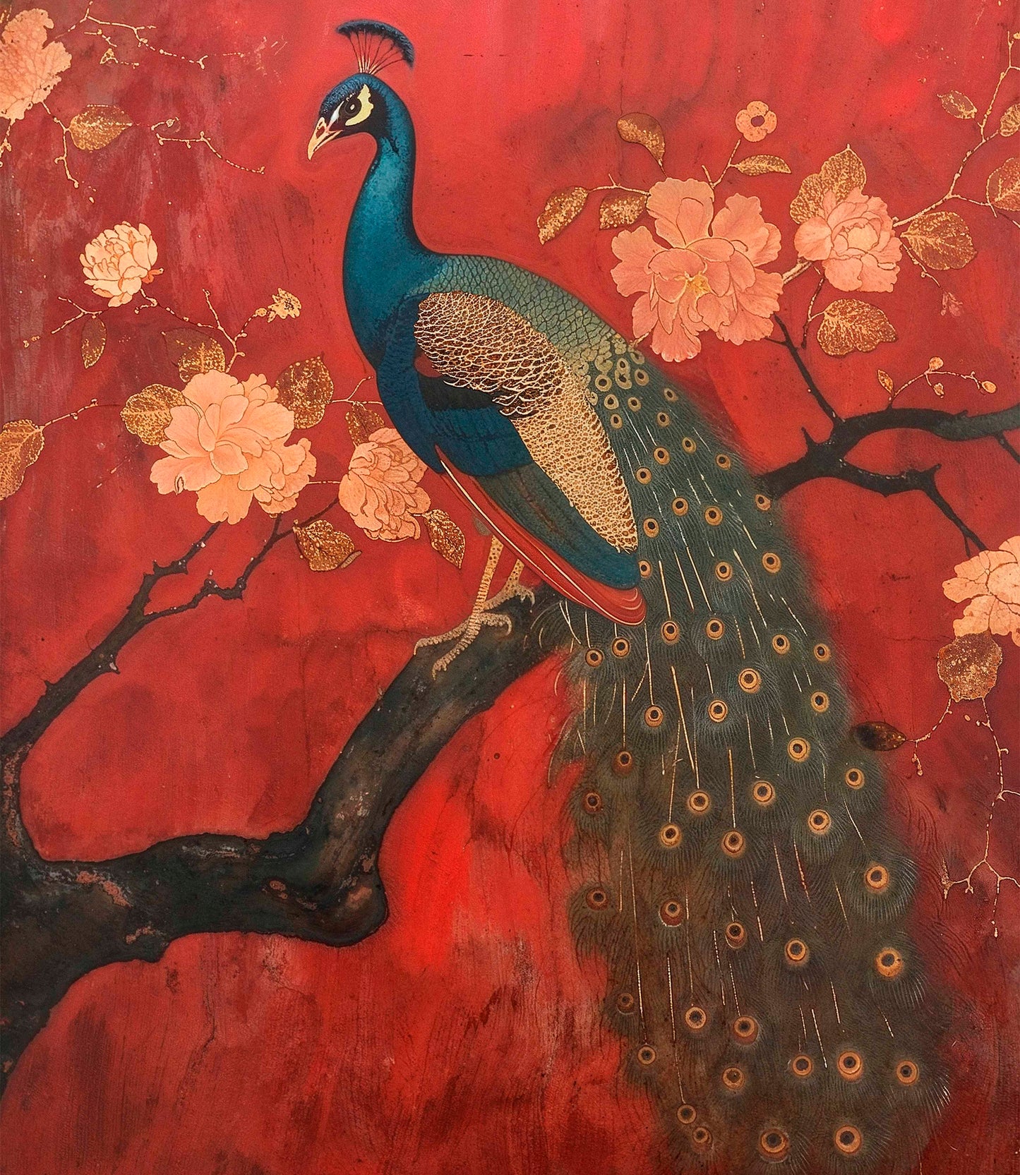 Opulent Grace - Peacock Amidst Blossoms - Limited Edition Canvas