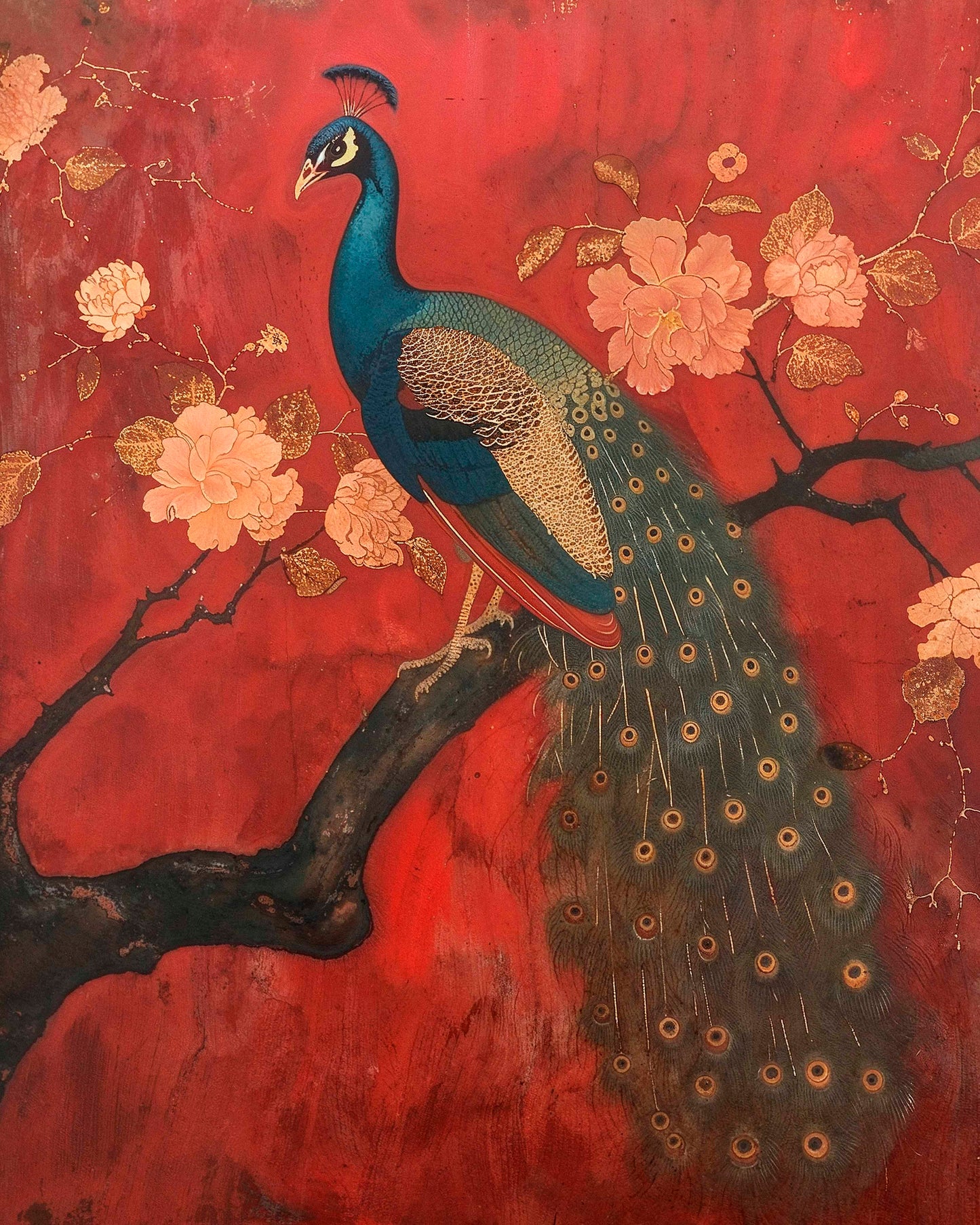 Opulent Grace - Peacock Amidst Blossoms - Limited Edition Canvas