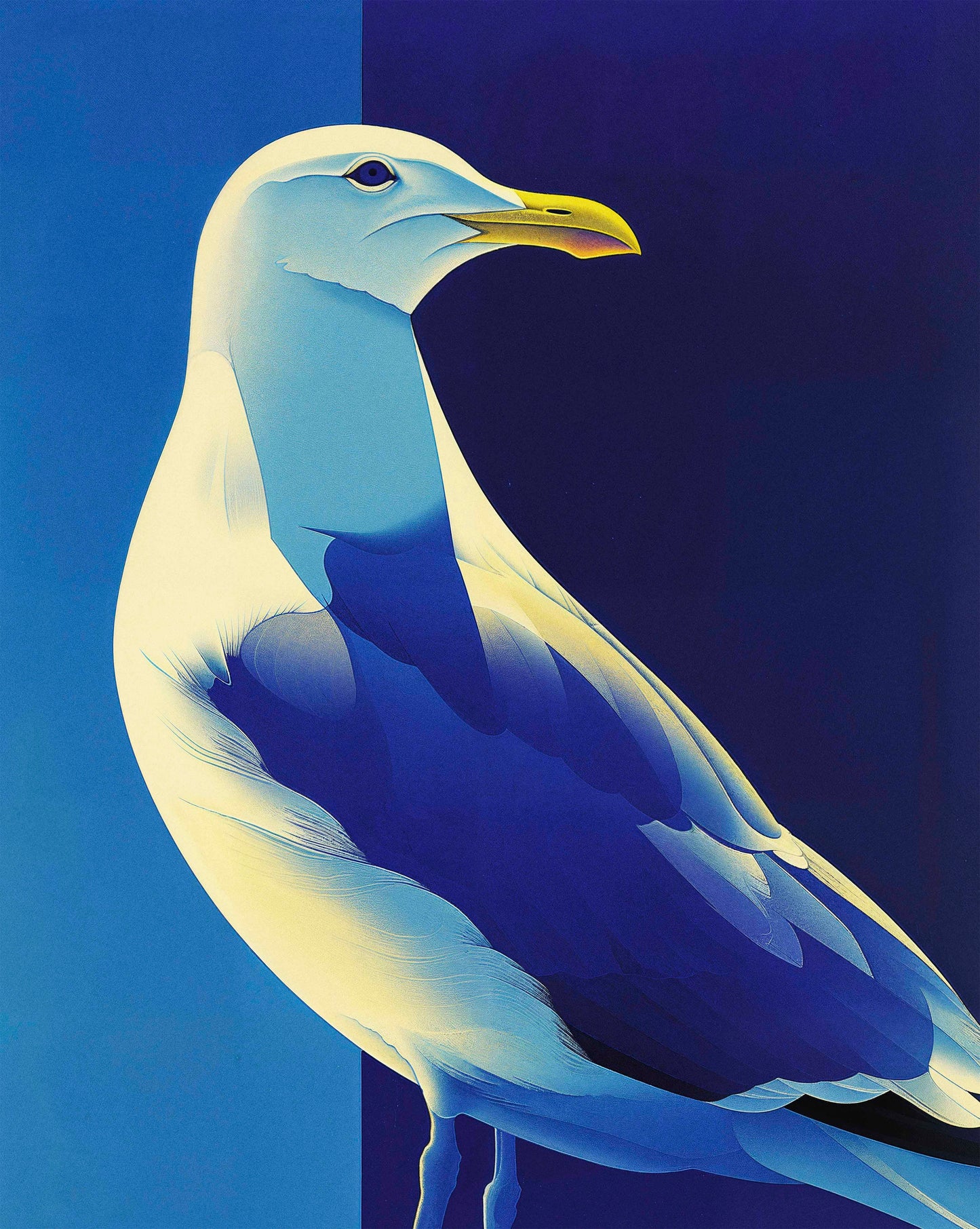 Luminous Sentinel - Seagull in Azure Light - Limited Edition Canvas