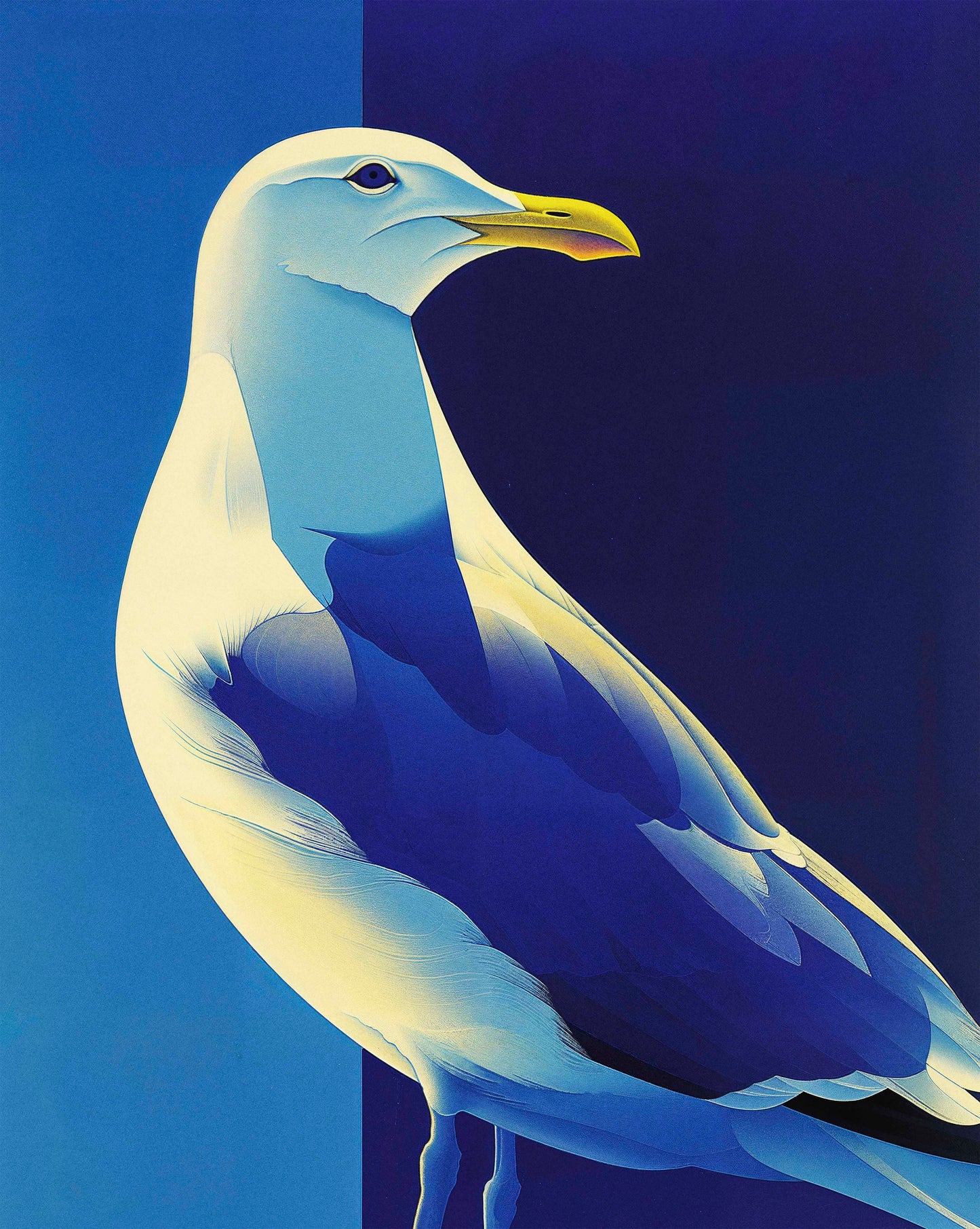 Luminous Sentinel - Seagull in Azure Light - Limited Edition Canvas