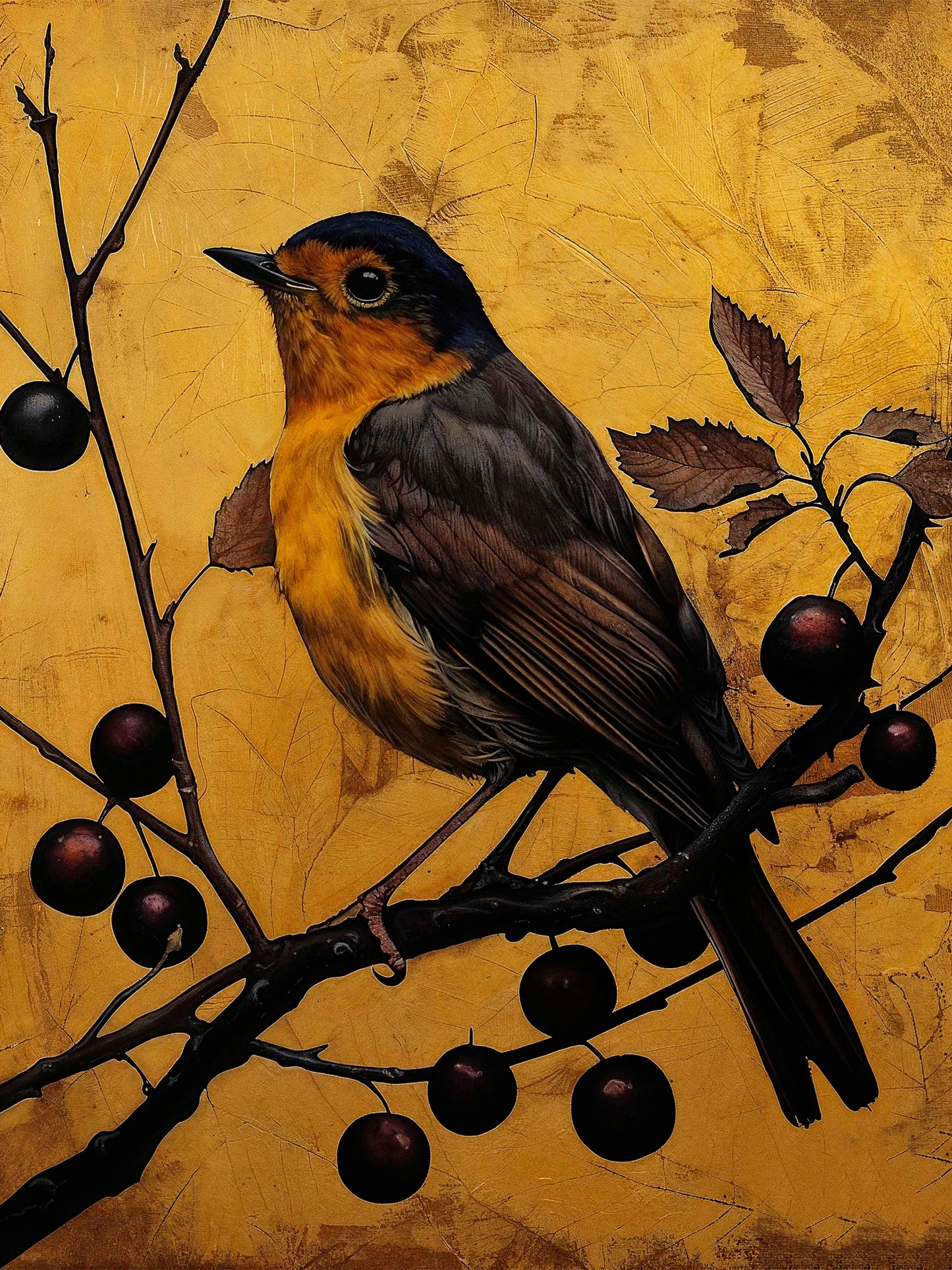 Autumn's Elegance - Robin Among Berries - Limited Edition Canvas