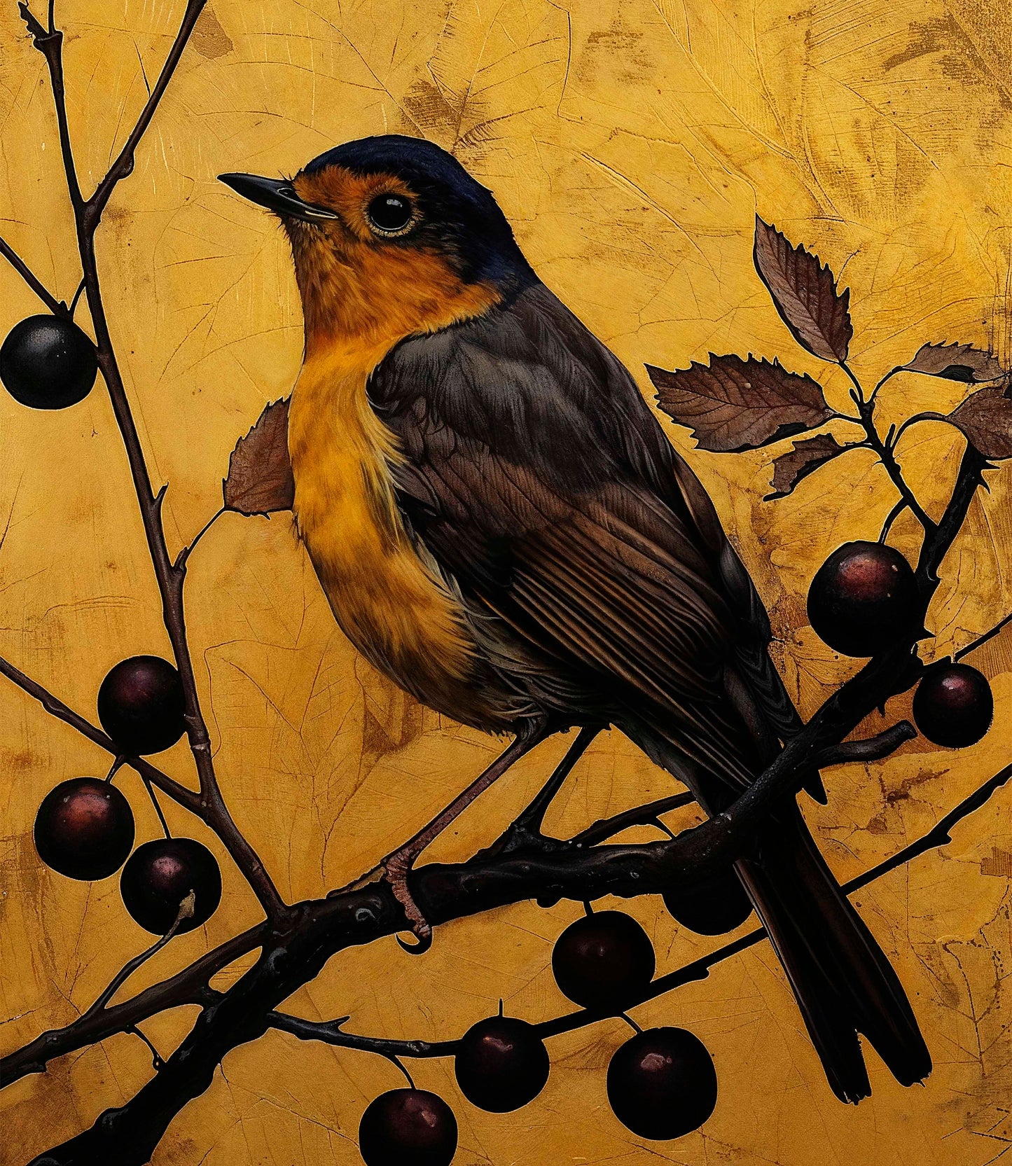 Autumn's Elegance - Robin Among Berries - Limited Edition Canvas