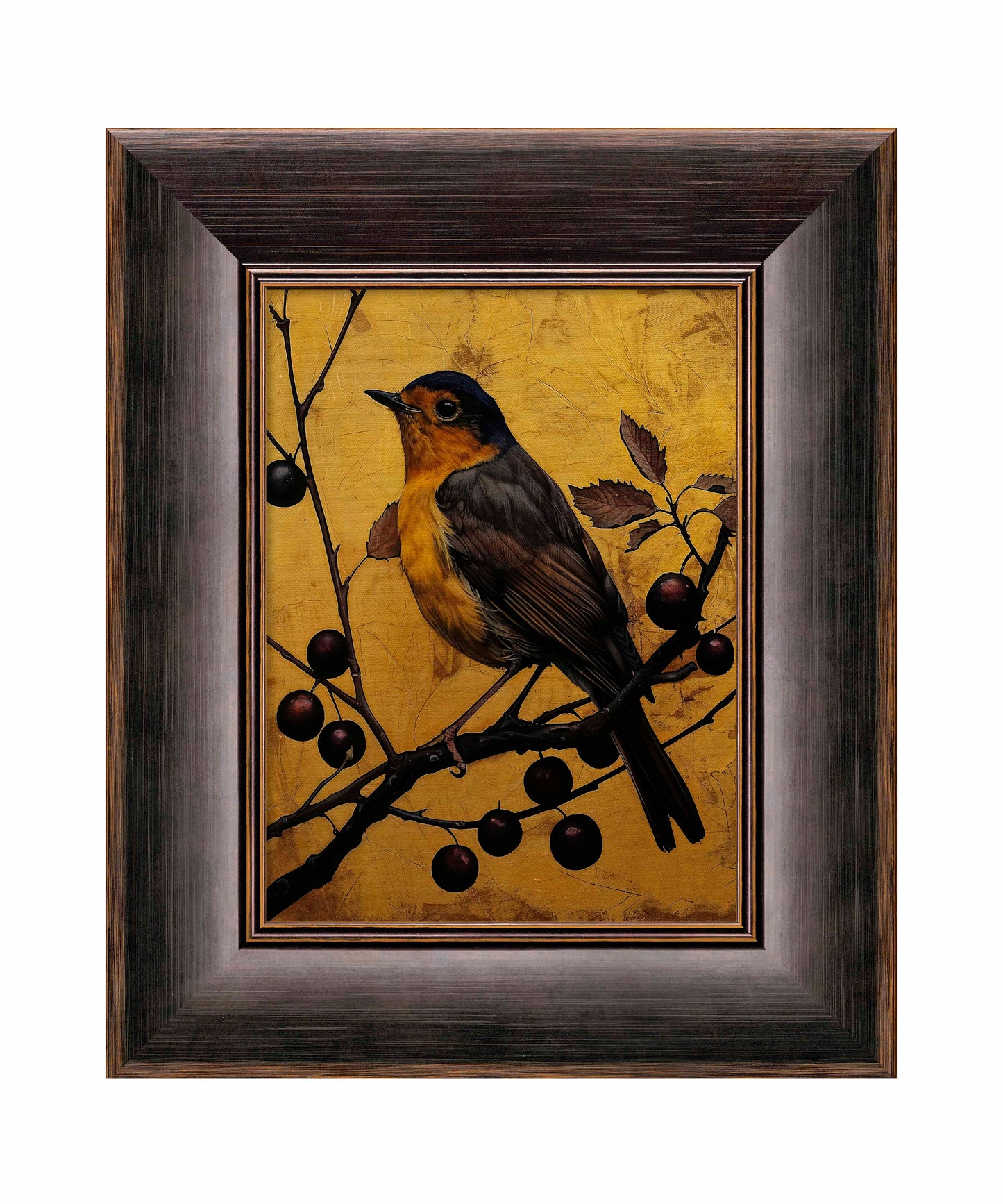 Autumn's Elegance - Robin Among Berries - Limited Edition Canvas