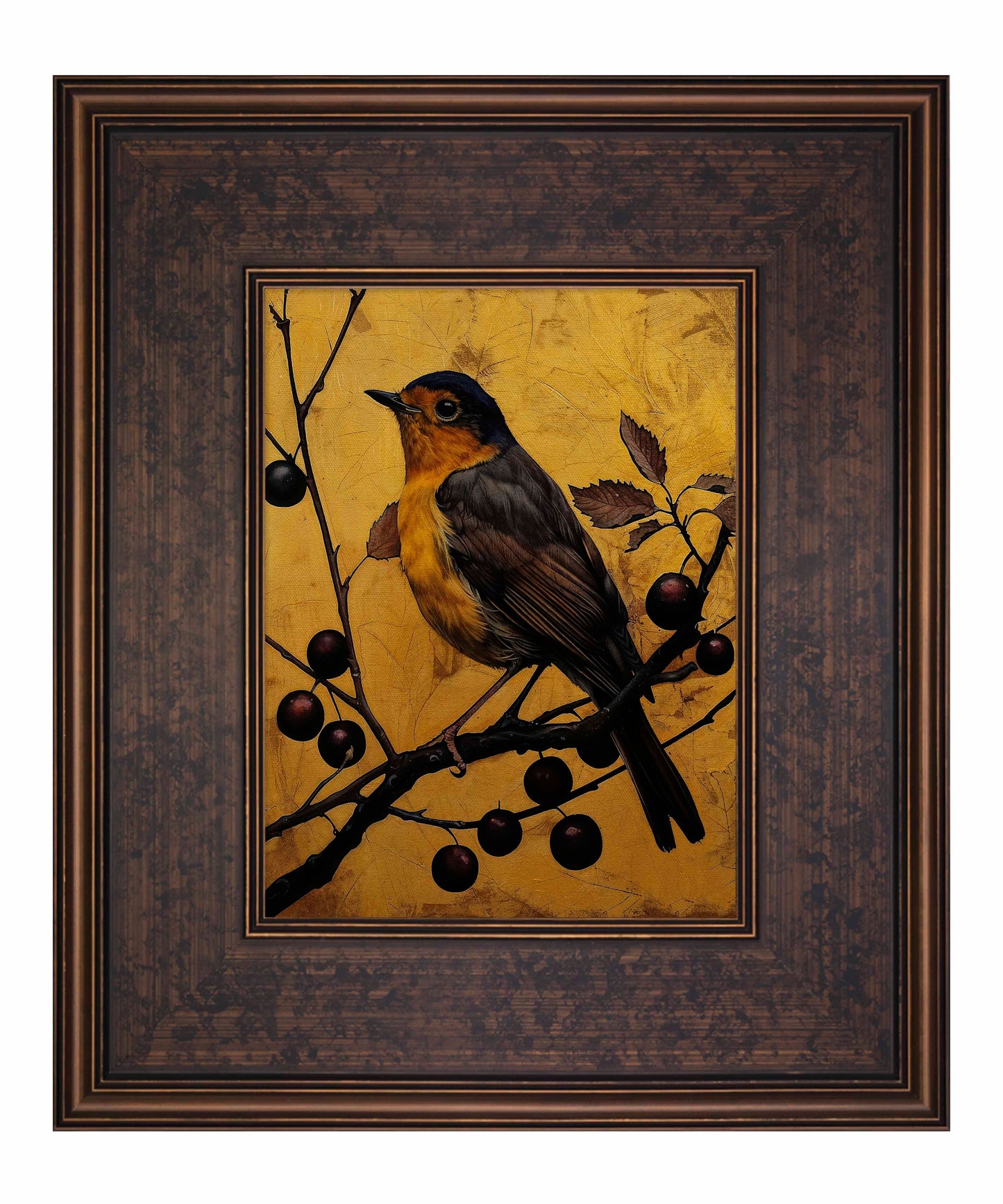 Autumn's Elegance - Robin Among Berries - Limited Edition Canvas