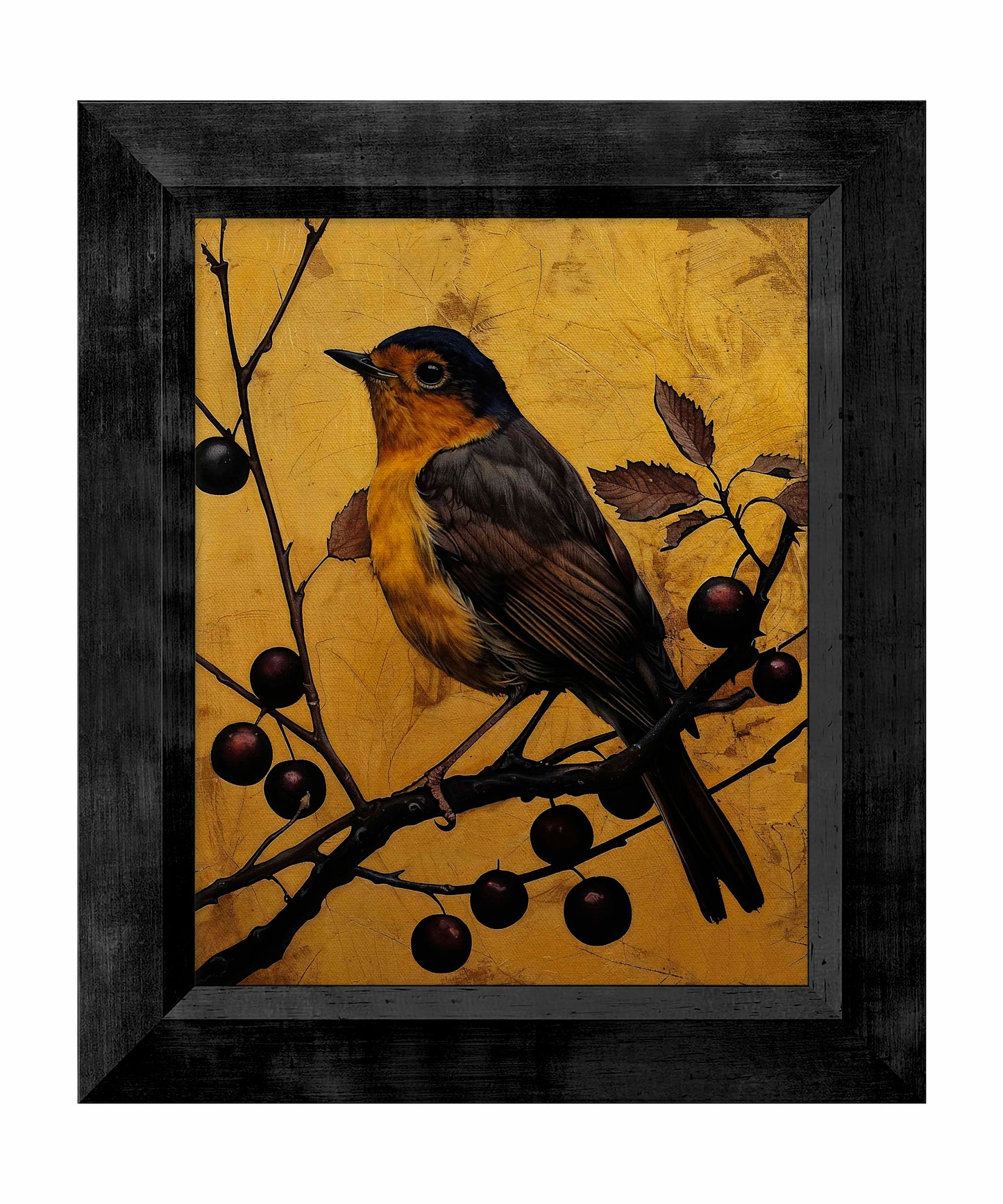 Autumn's Elegance - Robin Among Berries - Limited Edition Canvas