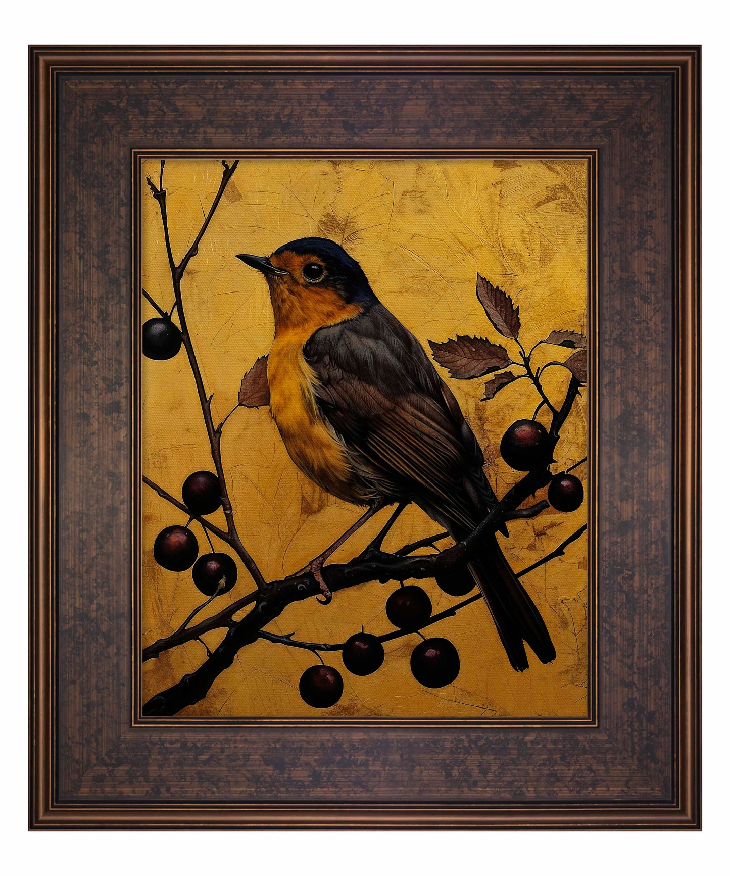 Autumn's Elegance - Robin Among Berries - Limited Edition Canvas