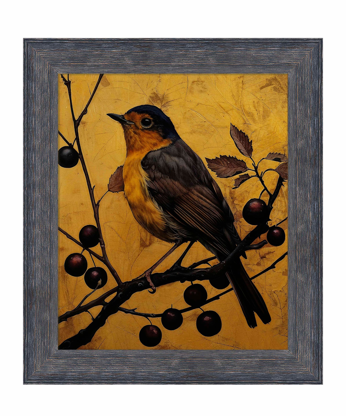Autumn's Elegance - Robin Among Berries - Limited Edition Canvas