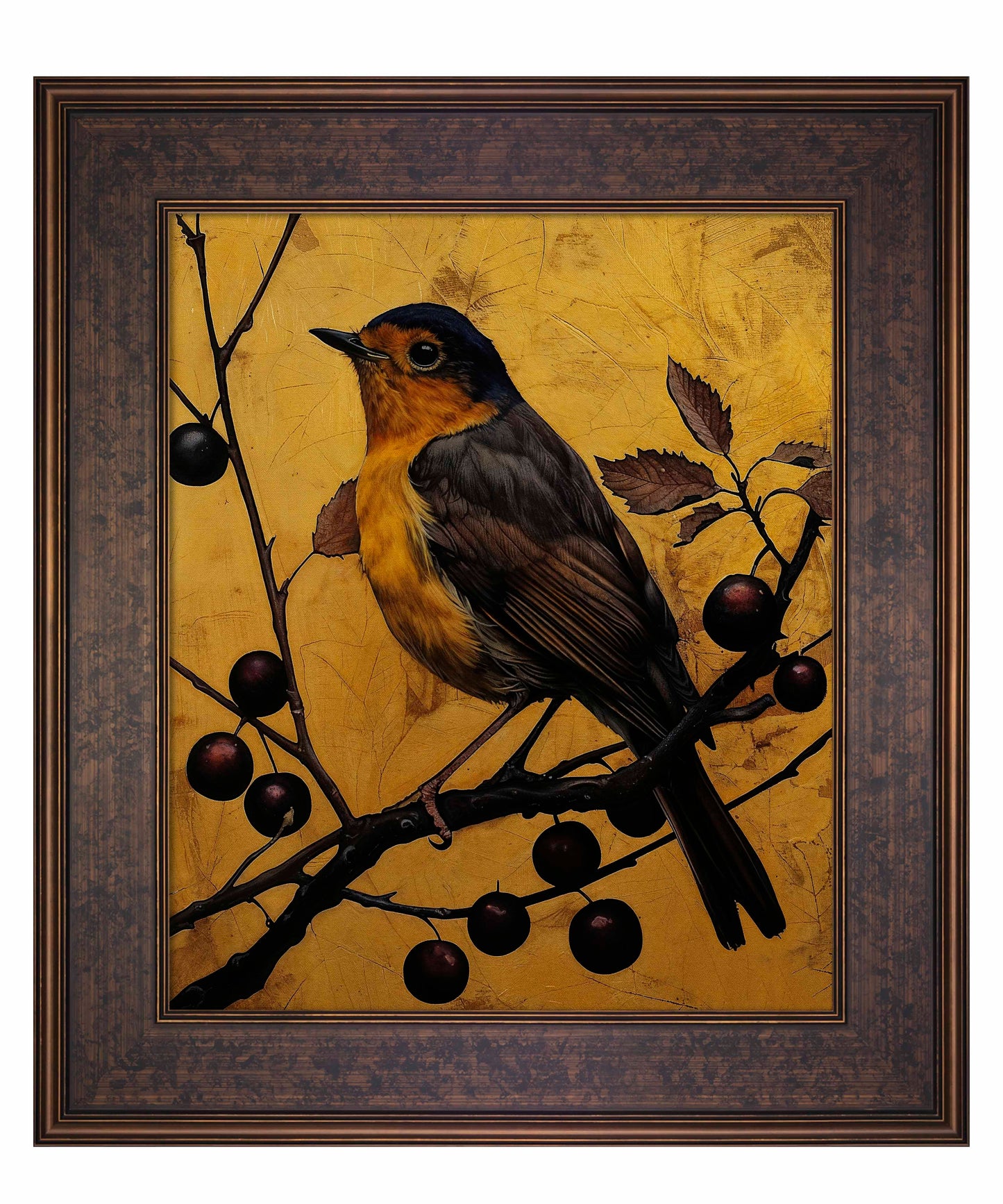Autumn's Elegance - Robin Among Berries - Limited Edition Canvas