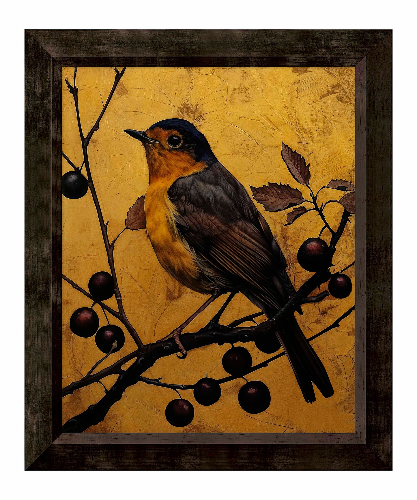 Autumn's Elegance - Robin Among Berries - Limited Edition Canvas