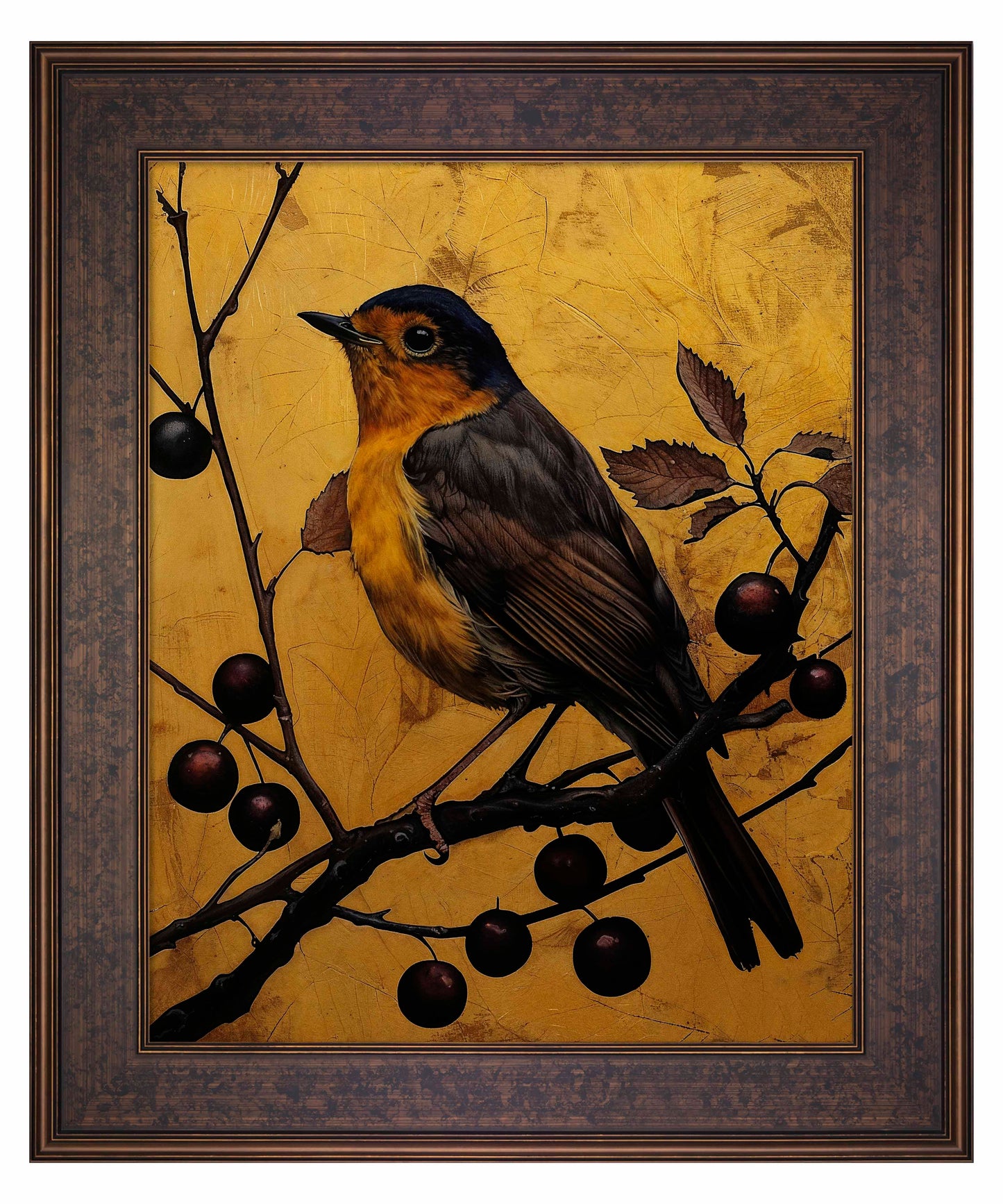 Autumn's Elegance - Robin Among Berries - Limited Edition Canvas