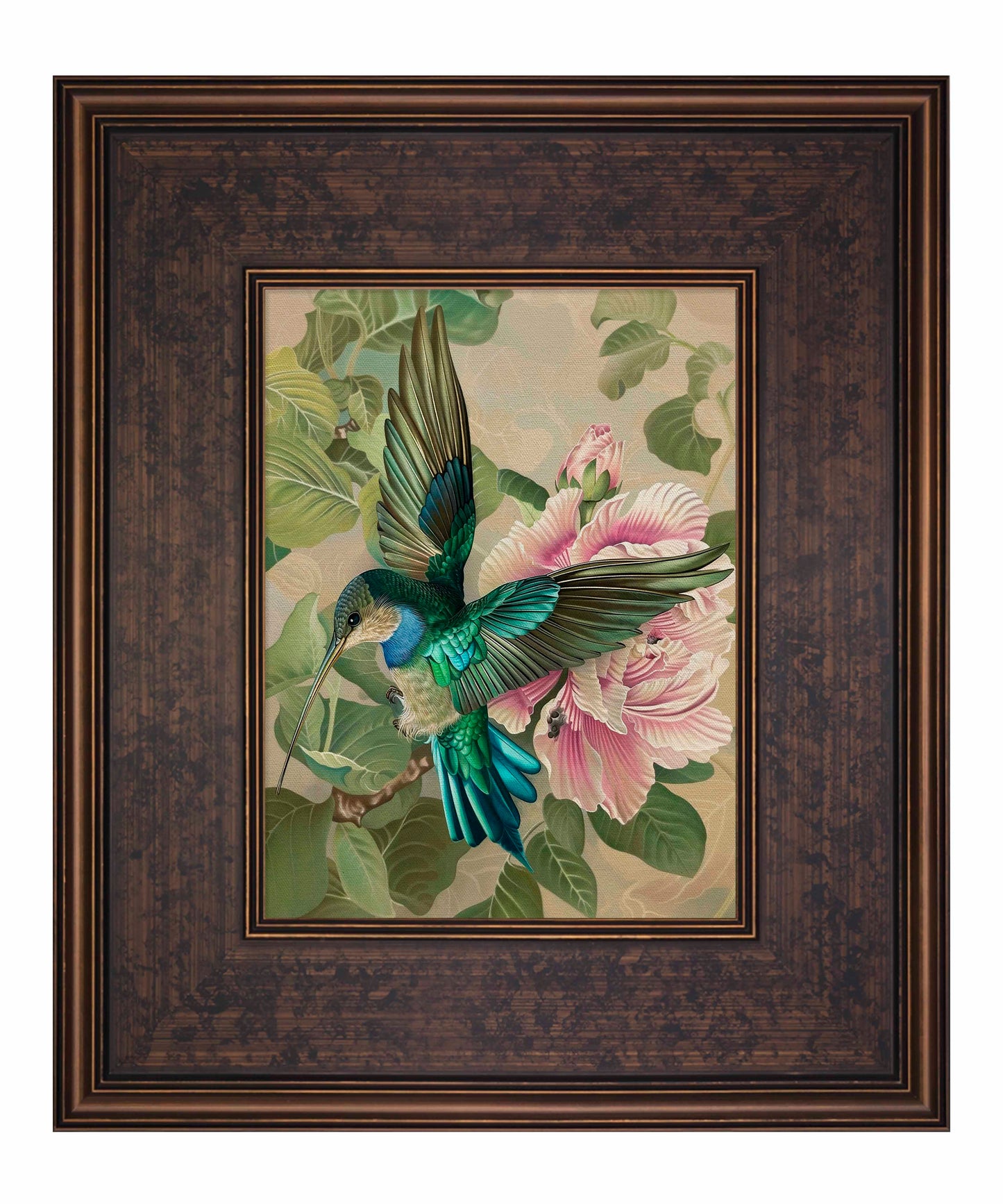 Emerald Flight - Hummingbird Among Hibiscus - Limited Edition Canvas