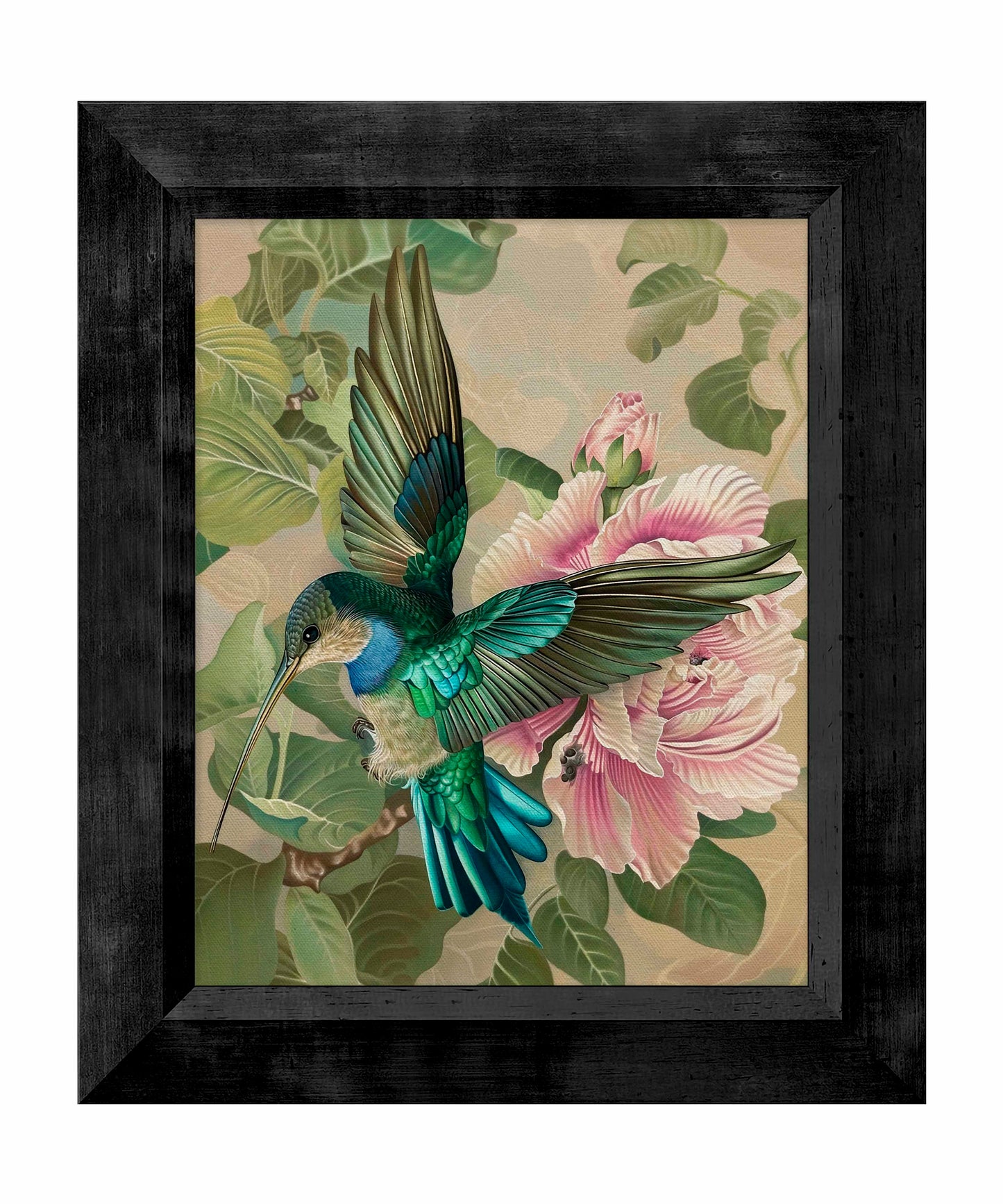 Emerald Flight - Hummingbird Among Hibiscus - Limited Edition Canvas