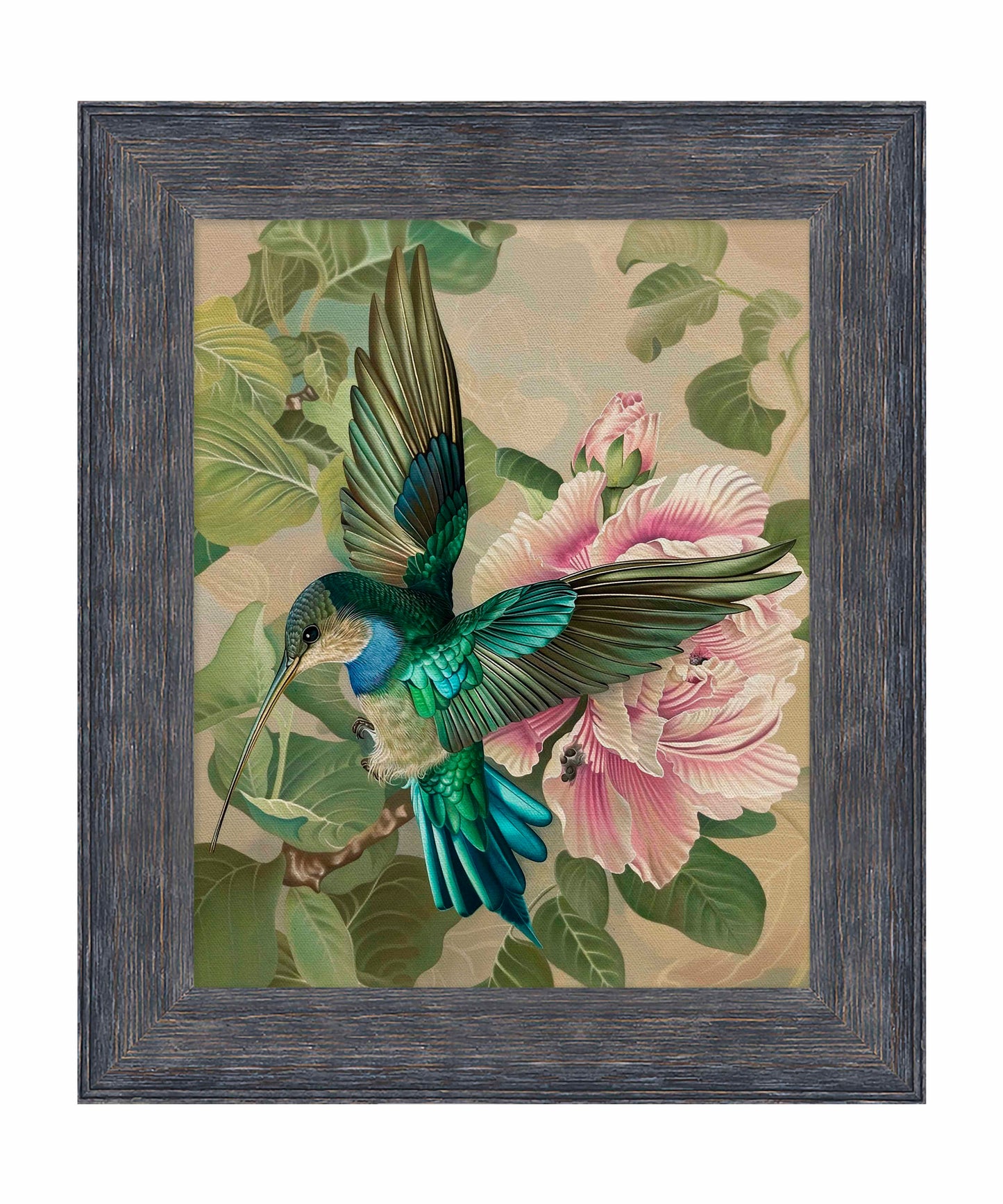 Emerald Flight - Hummingbird Among Hibiscus - Limited Edition Canvas