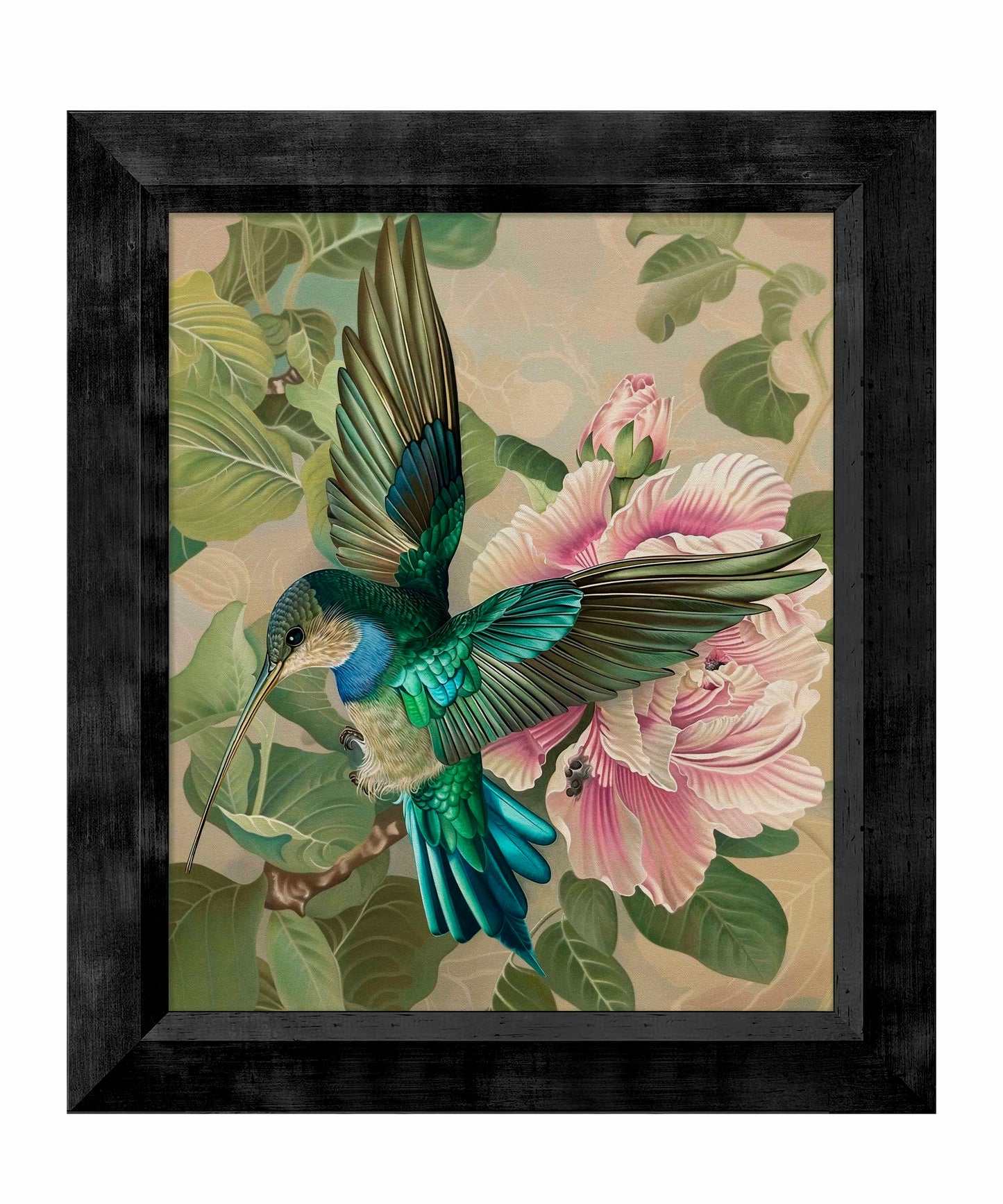 Emerald Flight - Hummingbird Among Hibiscus - Limited Edition Canvas