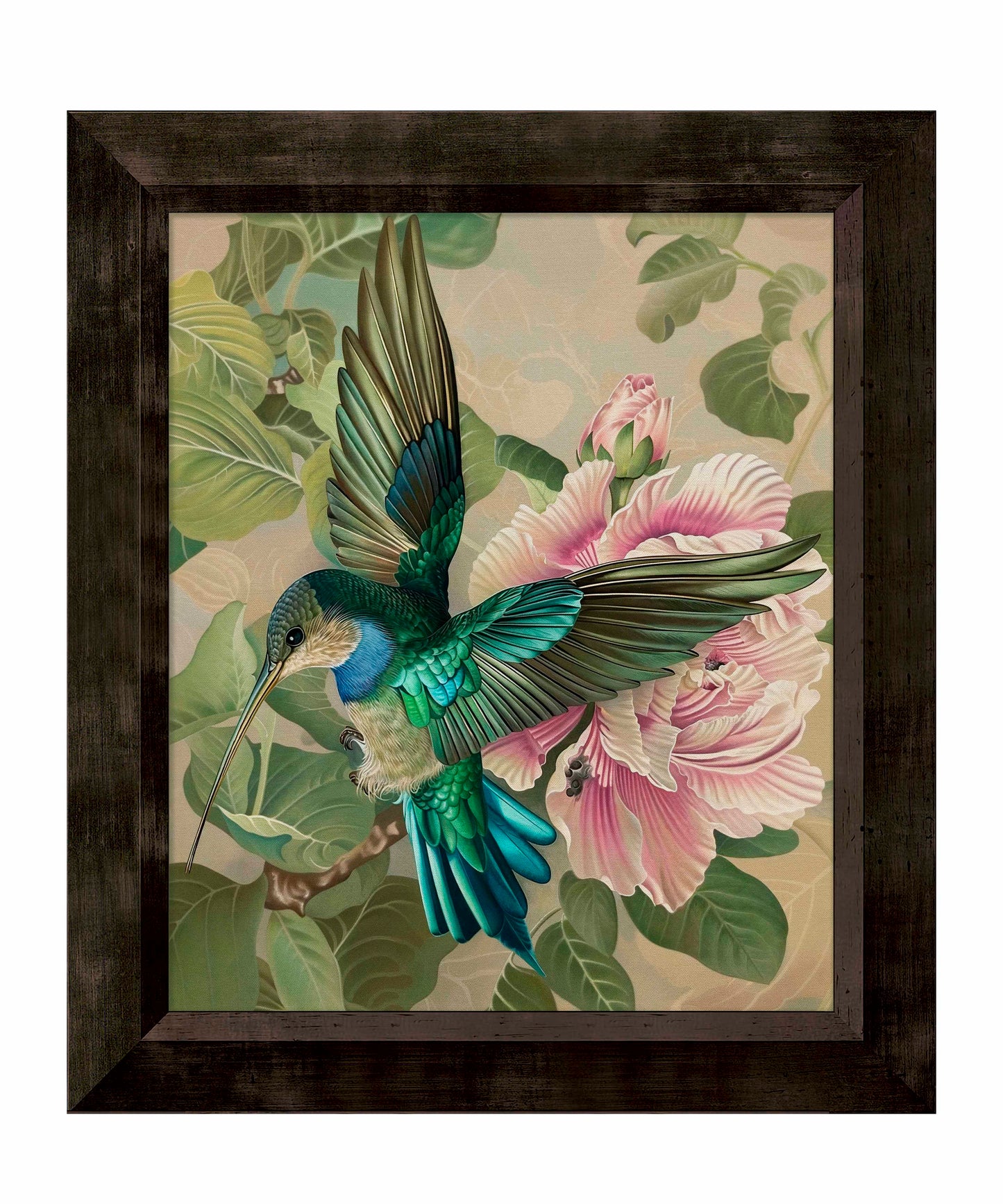Emerald Flight - Hummingbird Among Hibiscus - Limited Edition Canvas
