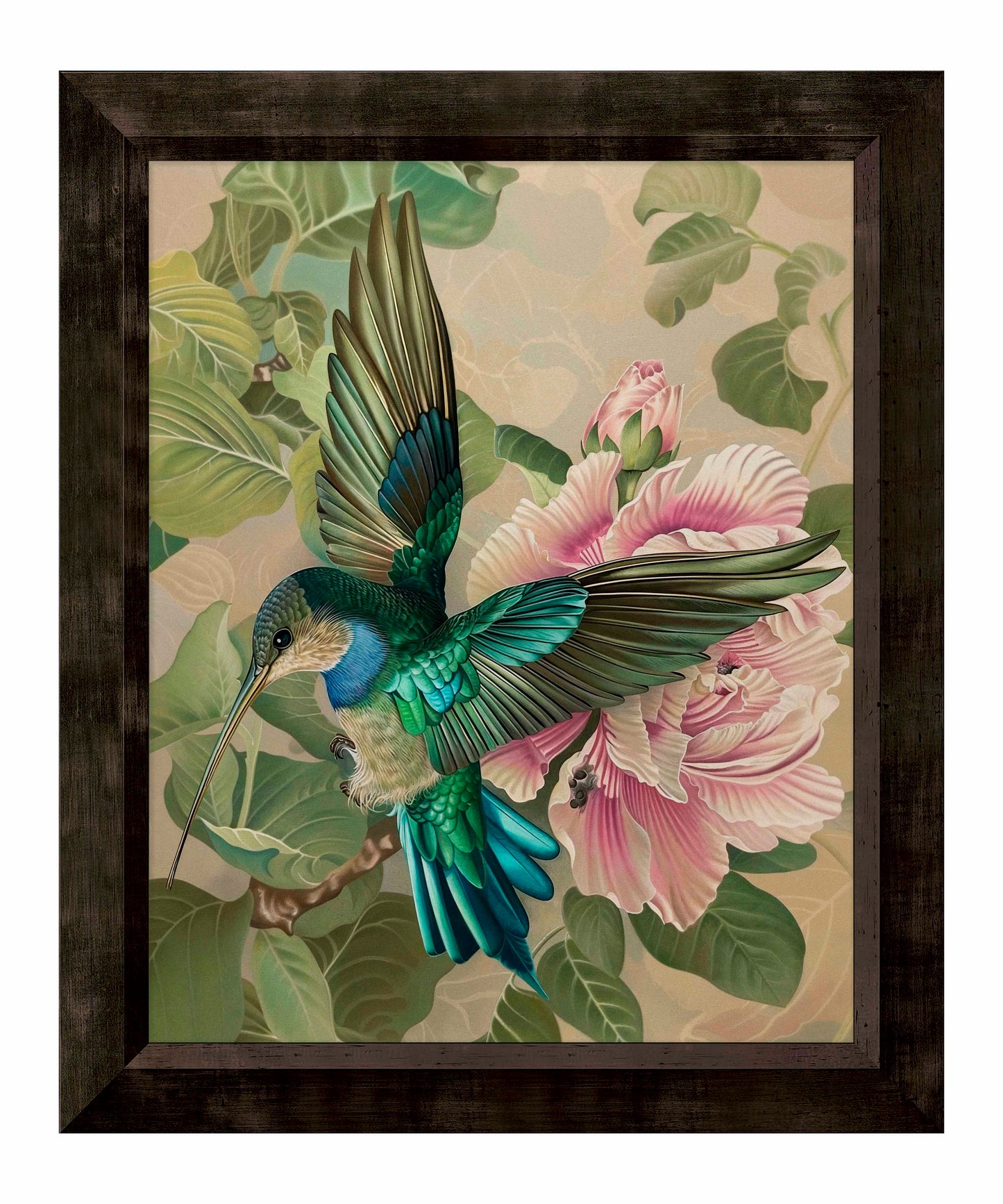 Emerald Flight - Hummingbird Among Hibiscus - Limited Edition Canvas