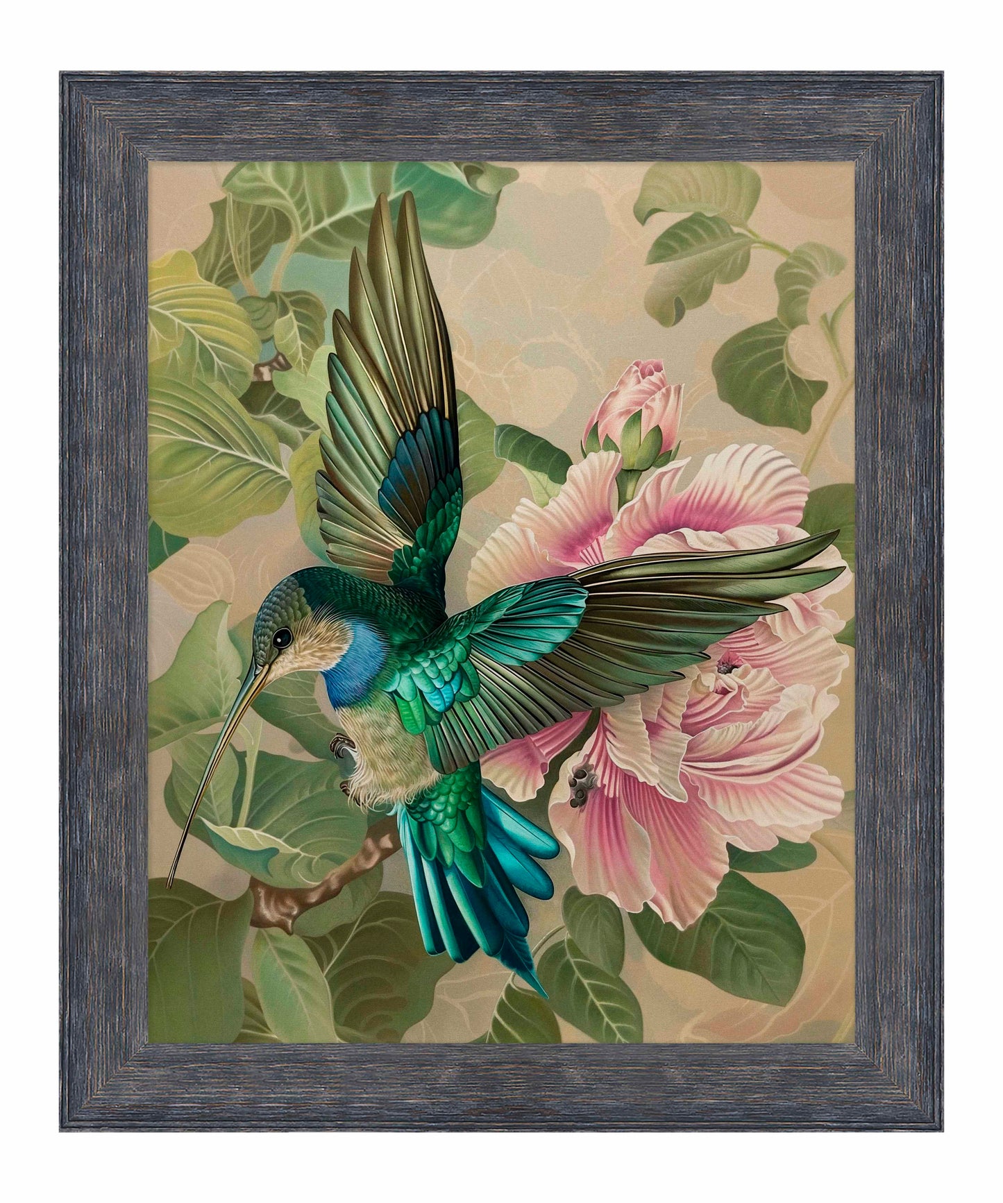 Emerald Flight - Hummingbird Among Hibiscus - Limited Edition Canvas