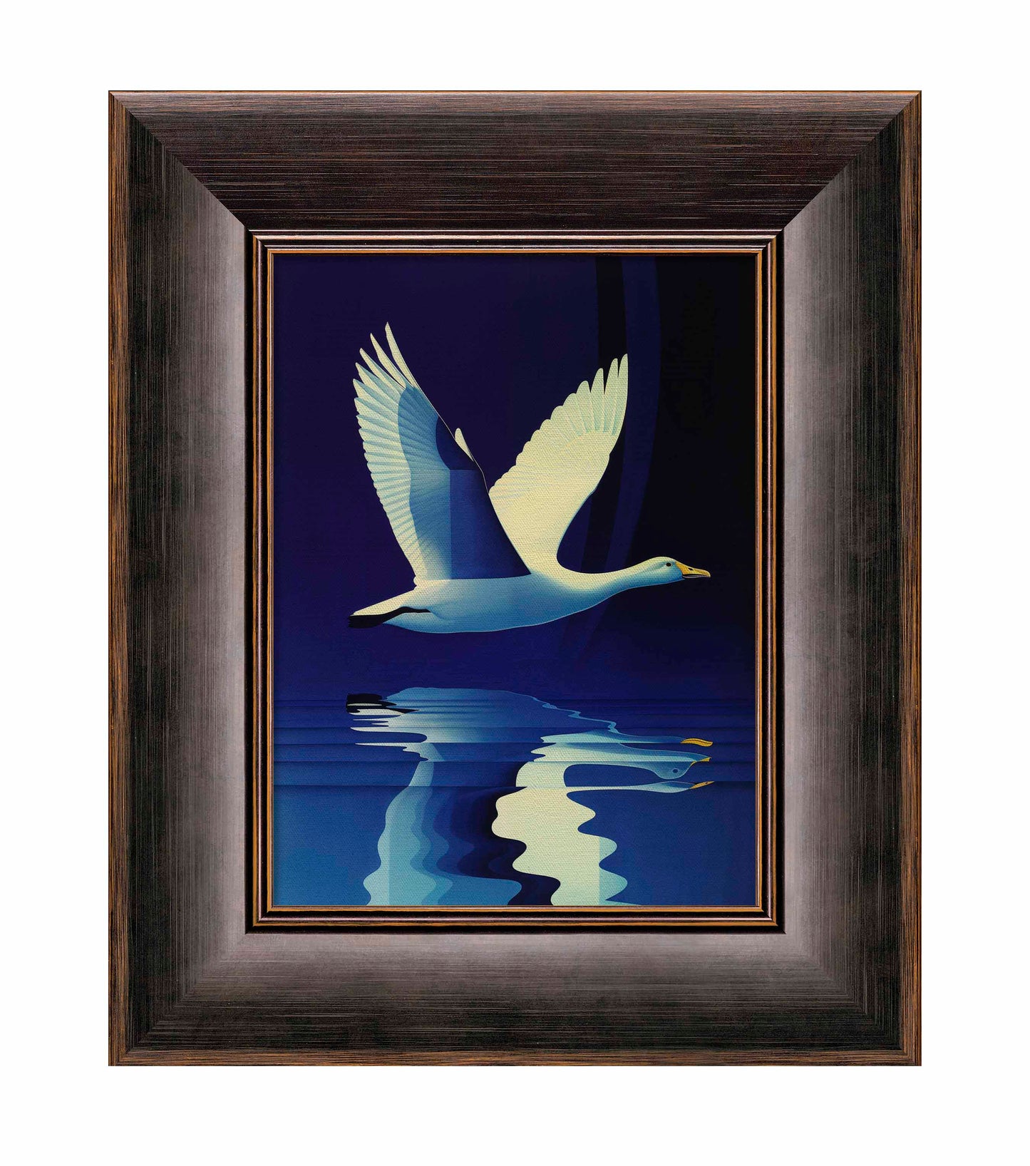 Reflections in Flight - Swan Over Tranquil Waters - Limited Edition Canvas