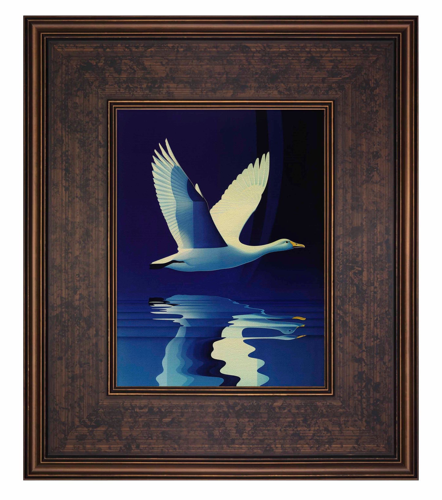 Reflections in Flight - Swan Over Tranquil Waters - Limited Edition Canvas