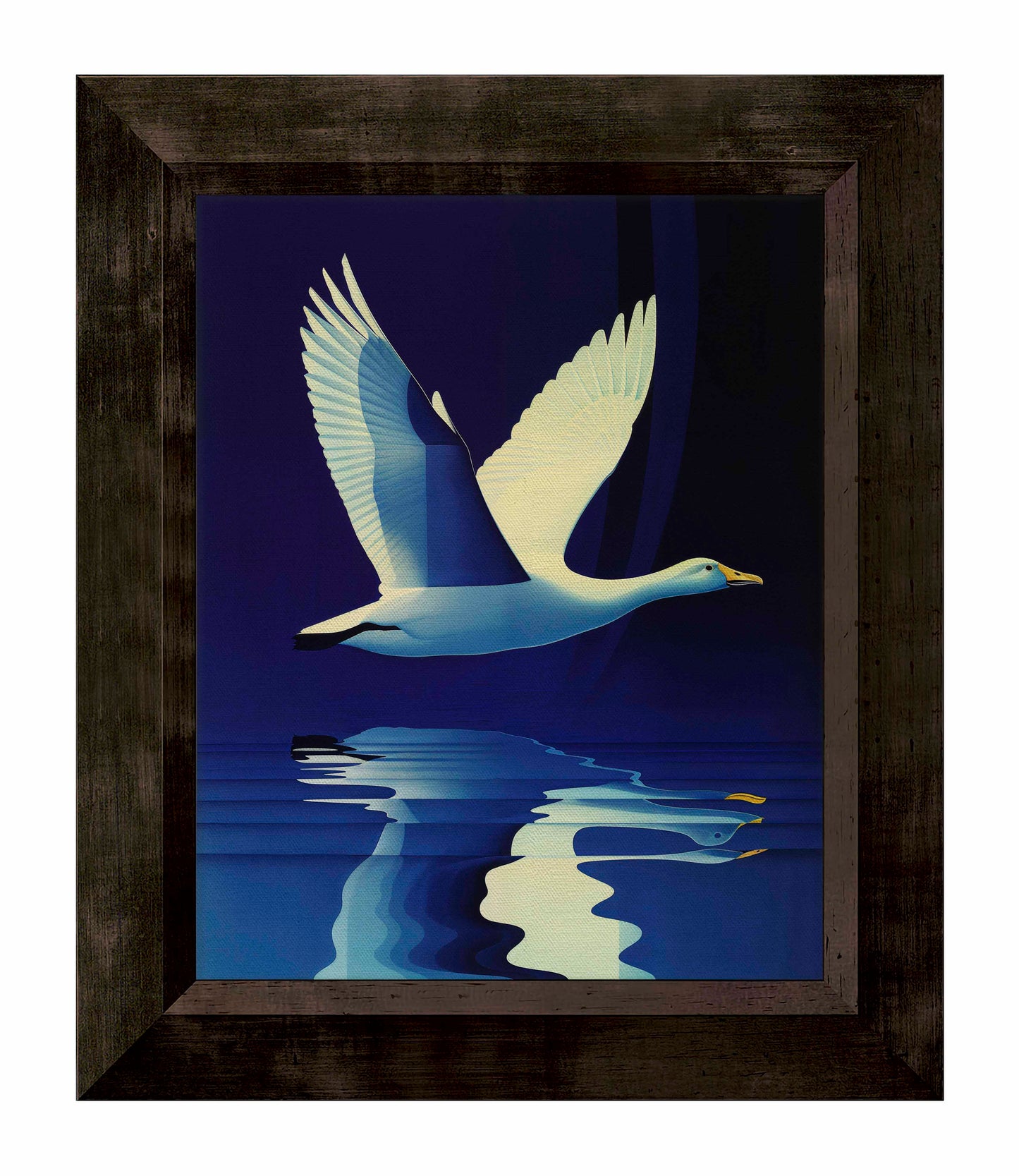 Reflections in Flight - Swan Over Tranquil Waters - Limited Edition Canvas